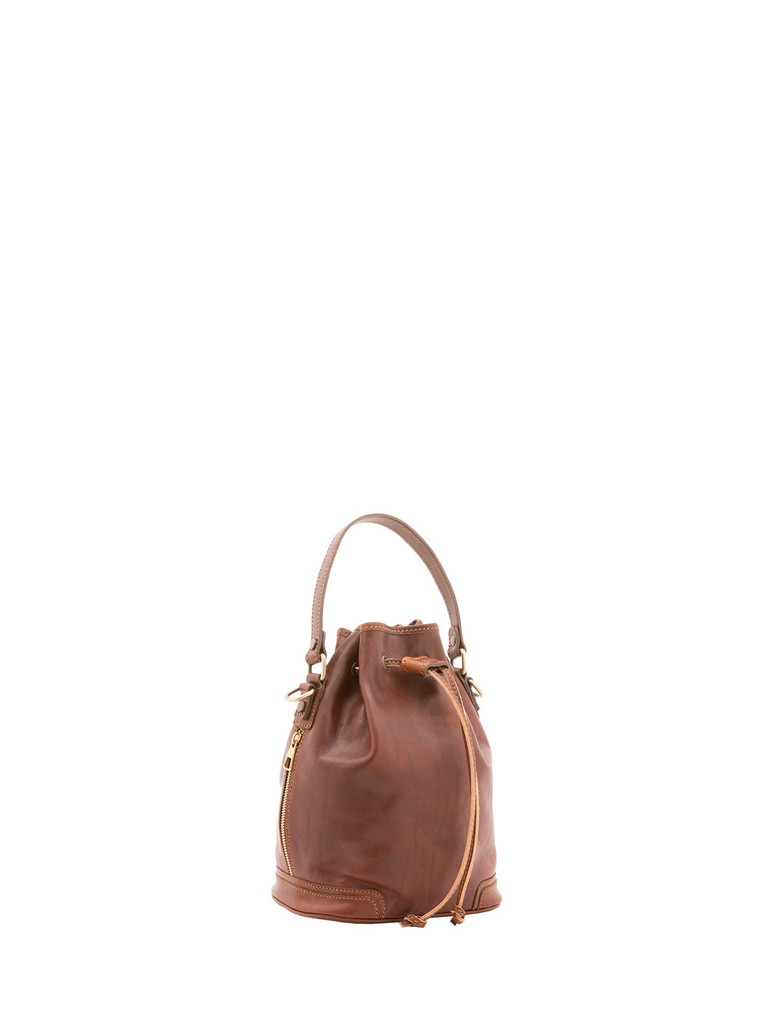 Borsa a secchiello unisex in vera pelle 100% cotone 4535-MARRONE Alessia Firenze
