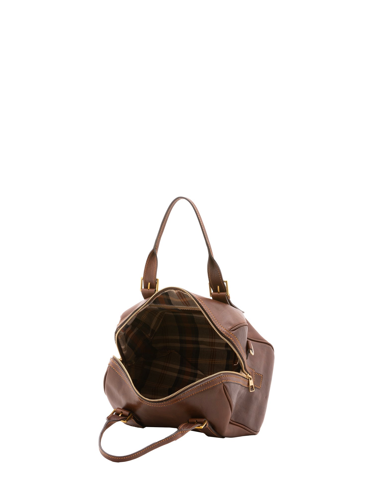 Borsa a bauletto unisex in vera pelle 100% cotone 4528-TESTA DI MORO Alessia Firenze
