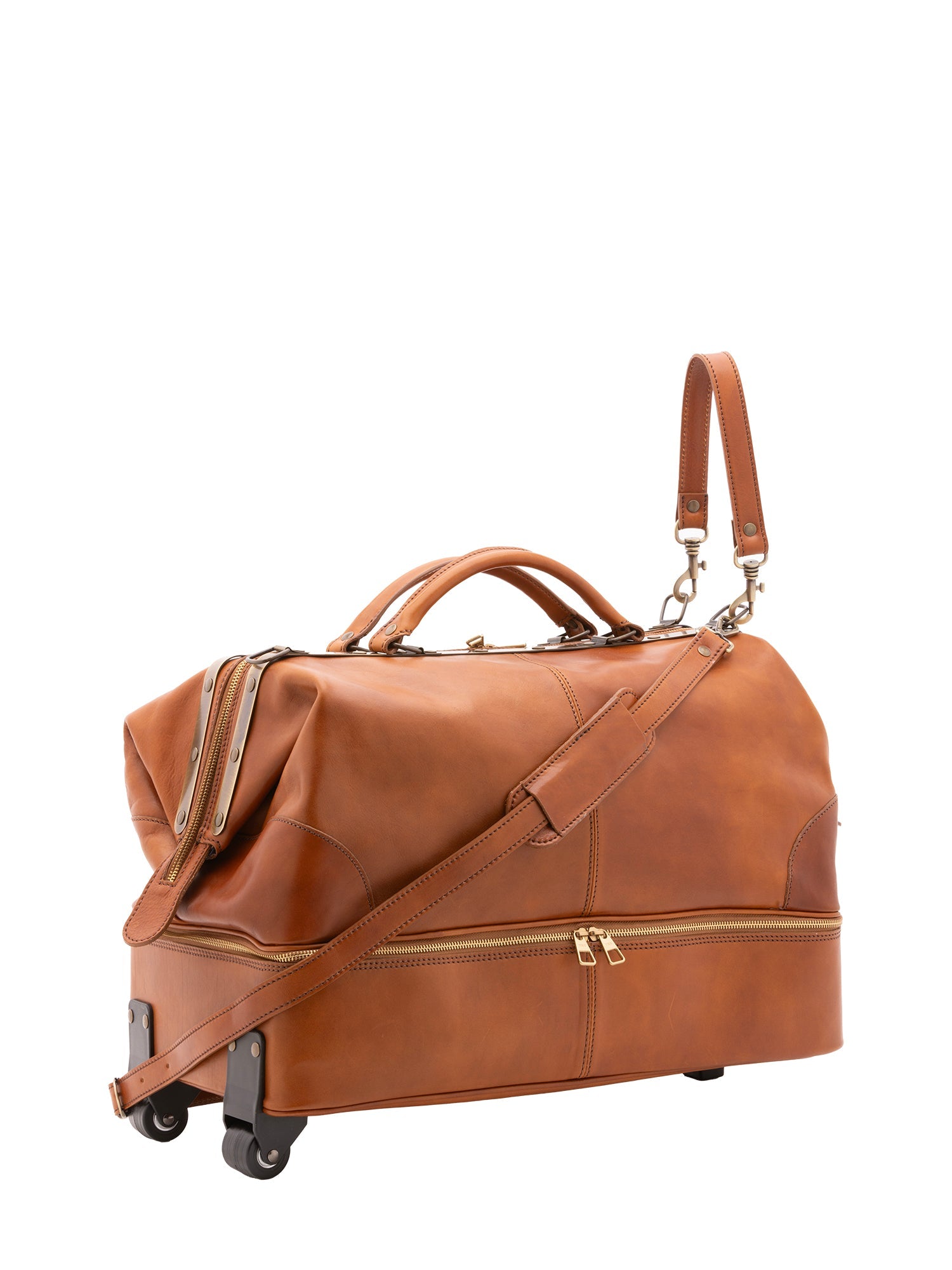 Borsa da viaggio unisex in vera pelle Made in Italy 4084-MIELE Alessia Firenze