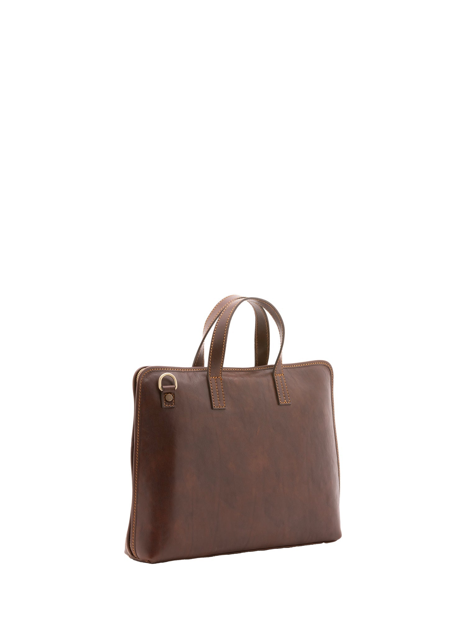 Borsa a mano unisex in vera pelle 100% cotone 4453-TESTA DI MORO Alessia Firenze
