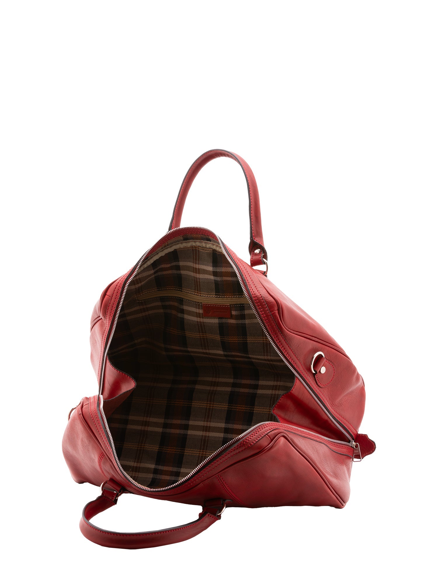 Borsa da viaggio unisex in vera pelle 100% cotone 4040-ROSSO Alessia Firenze