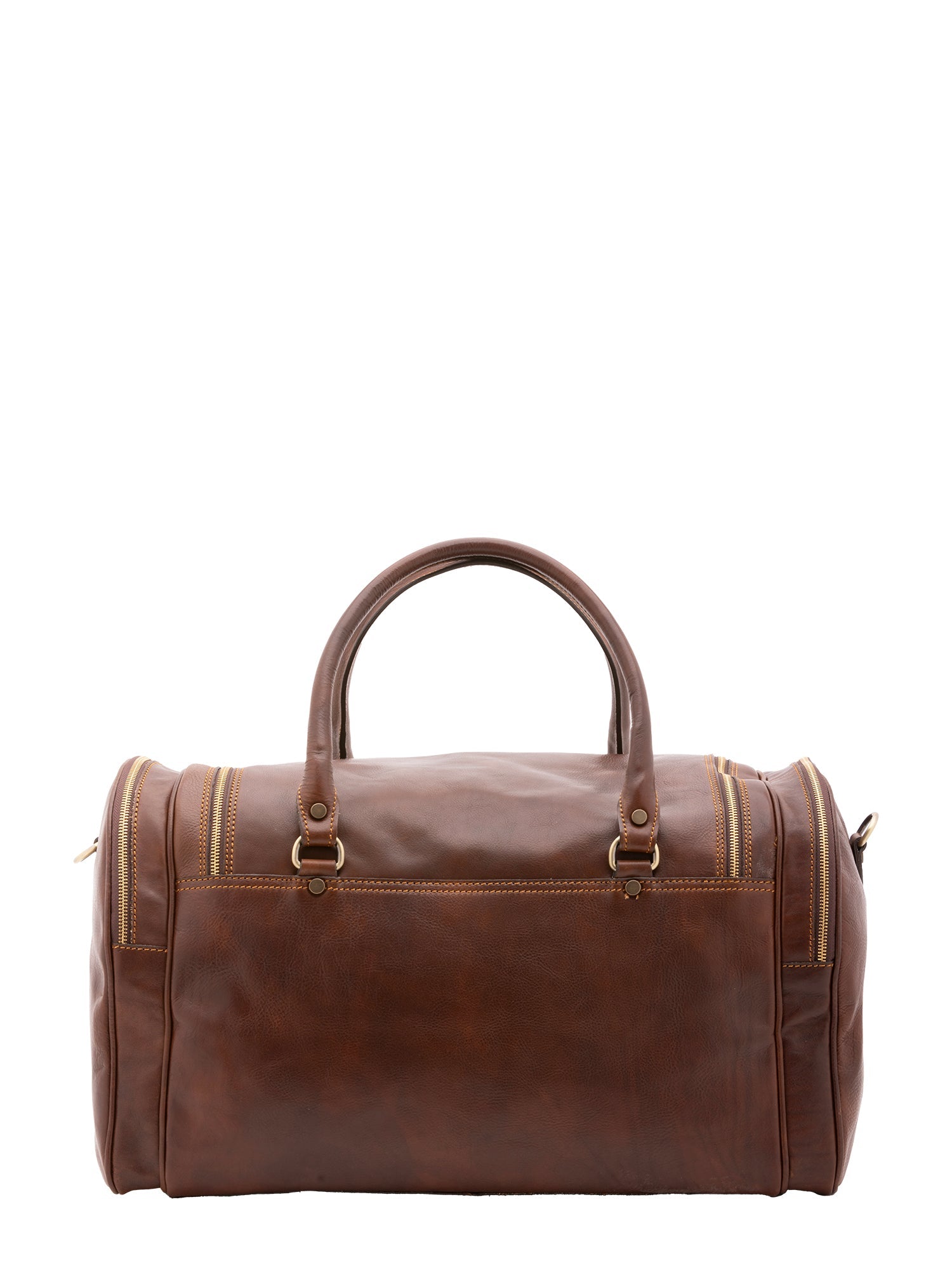 Borsa da viaggio unisex in vera pelle 100% cotone 4045-TESTA DI MORO Alessia Firenze