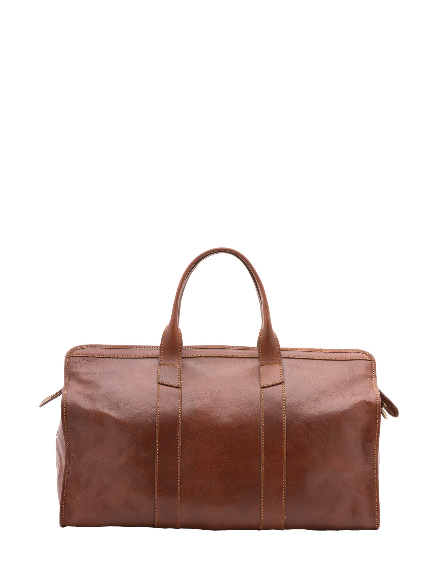 Borsa da viaggio unisex in vera pelle 100% cotone 4091-MARRONE Alessia Firenze