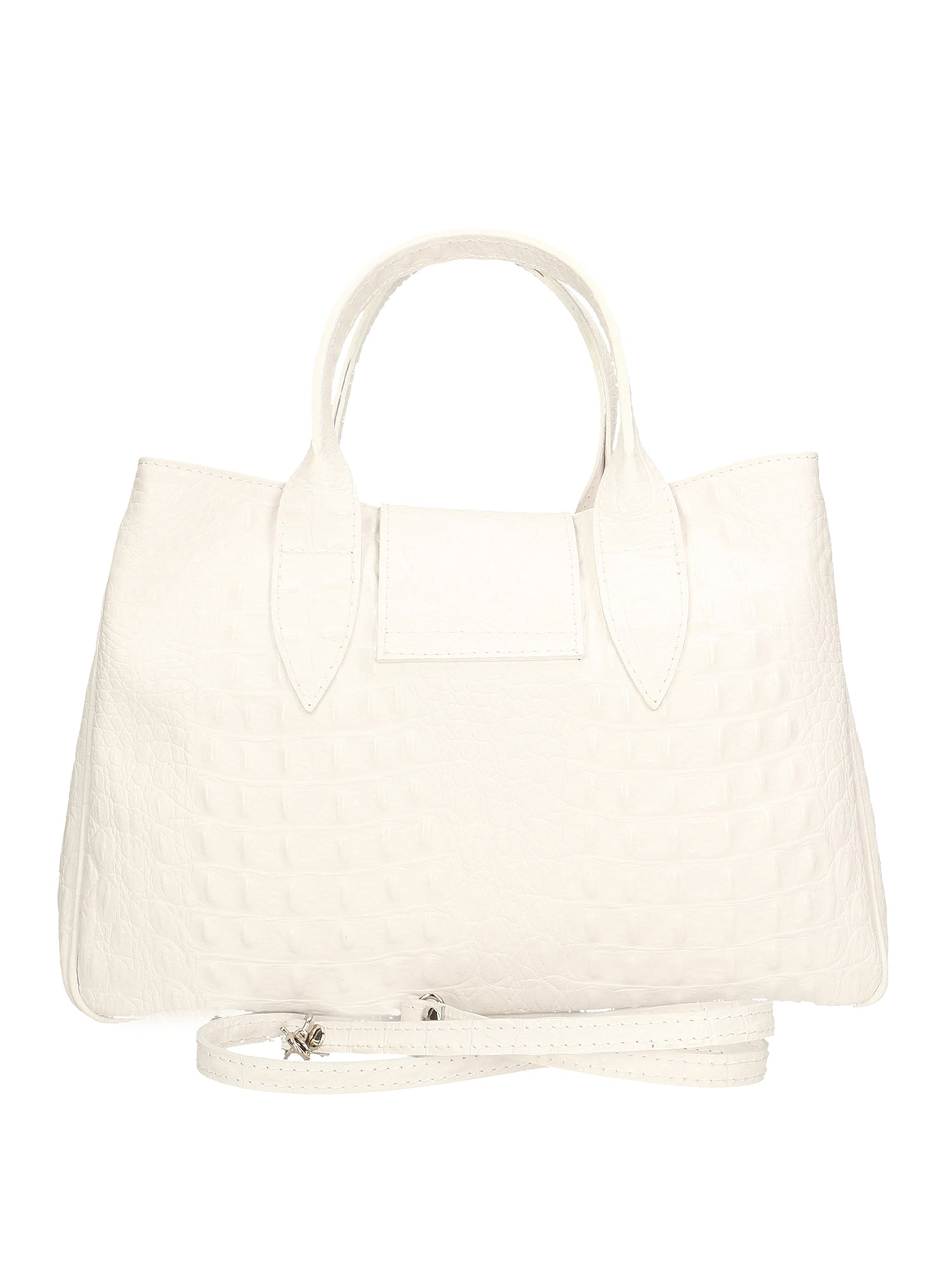 Ascoli Borsa a mano da donna Pelle stampata cocco 7718-BIANCO Chiara Ferretti