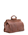 Borsa da viaggio unisex in vera pelle 100% cotone 4563-MARRONE Alessia Firenze