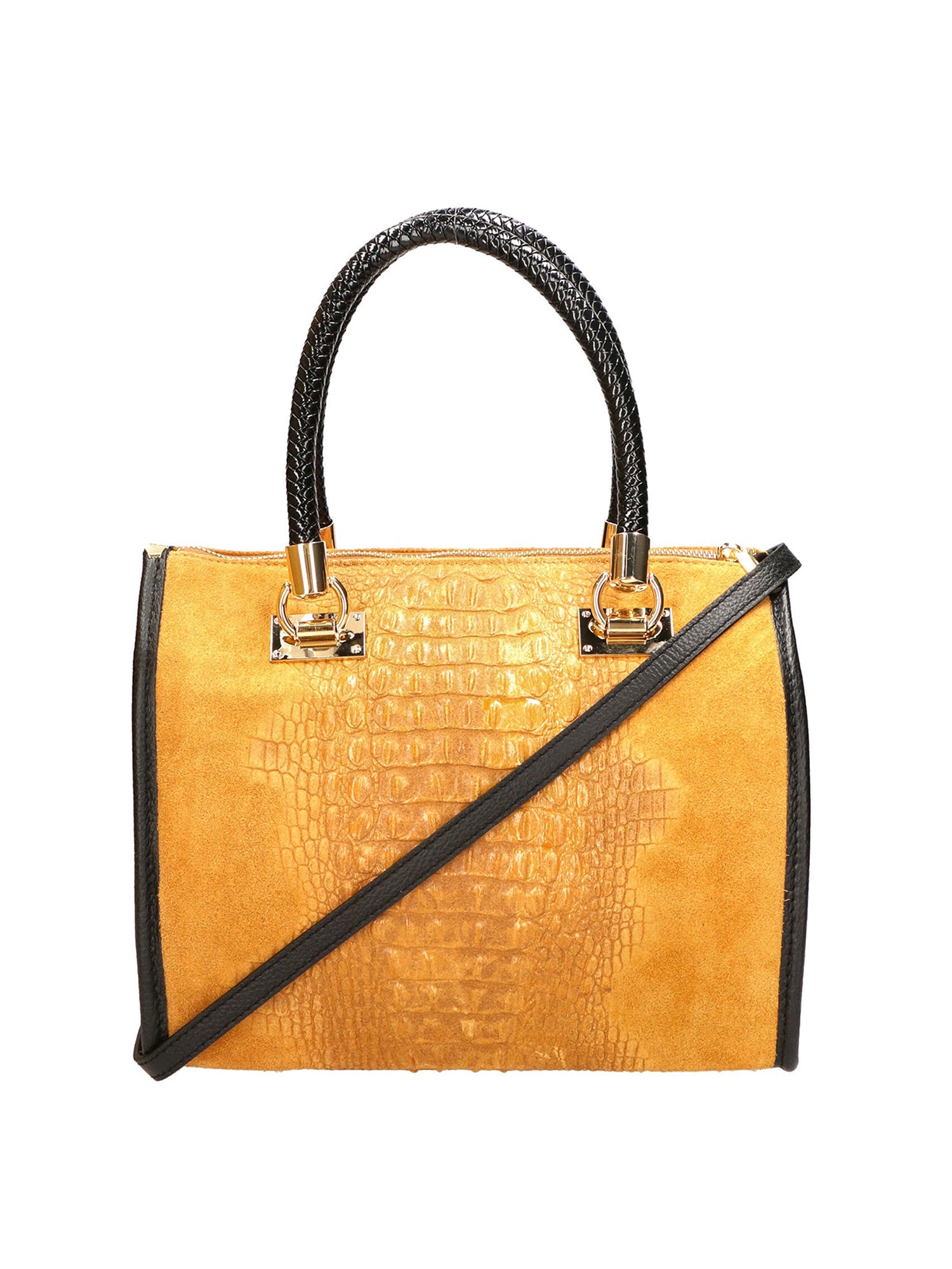 Edna Borsa a bauletto da donna Pelle e camoscio stampato croco 80044-031 CUOIO SCURO Chiara Ferretti