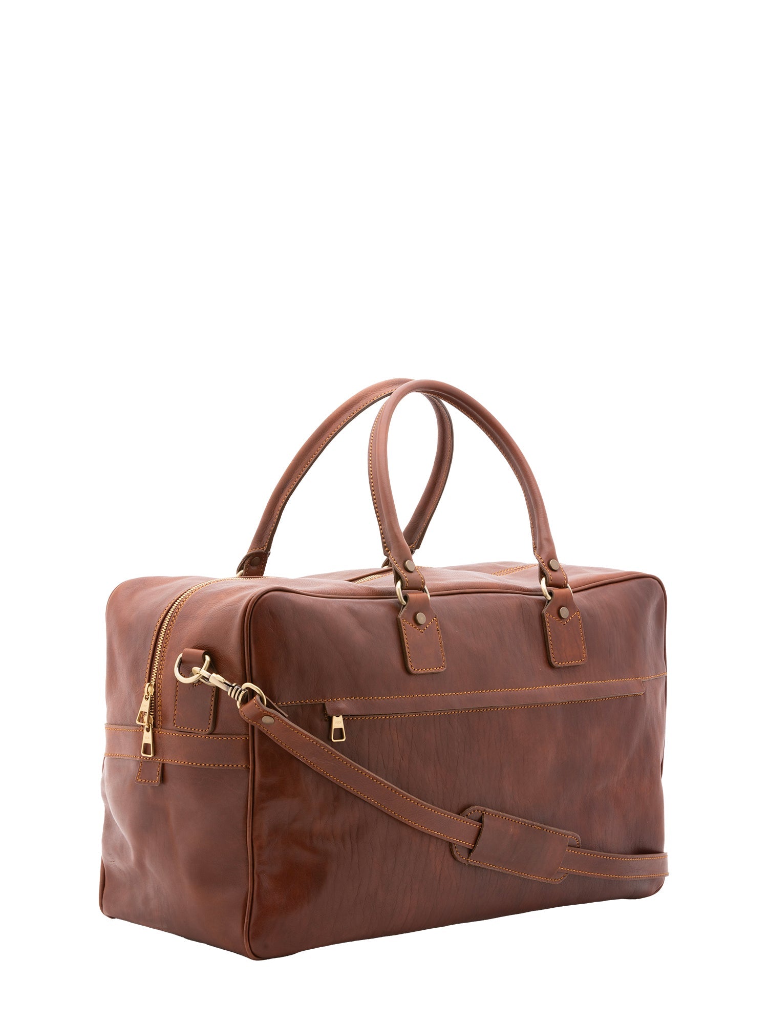 Borsa da viaggio unisex vera pelle 100% cotone 4562-MARRONE Alessia Firenze