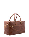 Borsa da viaggio unisex vera pelle 100% cotone 4562-MARRONE Alessia Firenze
