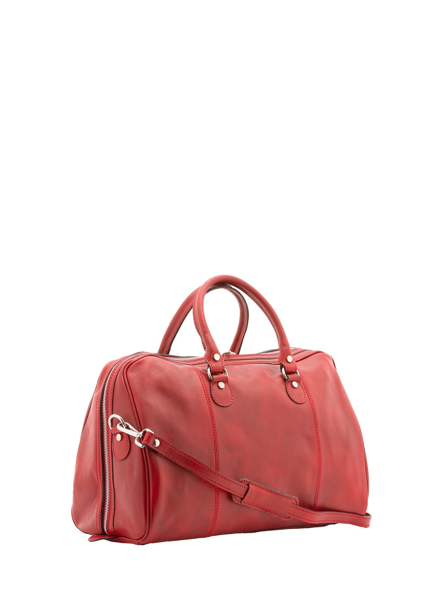 Borsa da viaggio unisex in vera pelle 100% cotone 4040-ROSSO Alessia Firenze