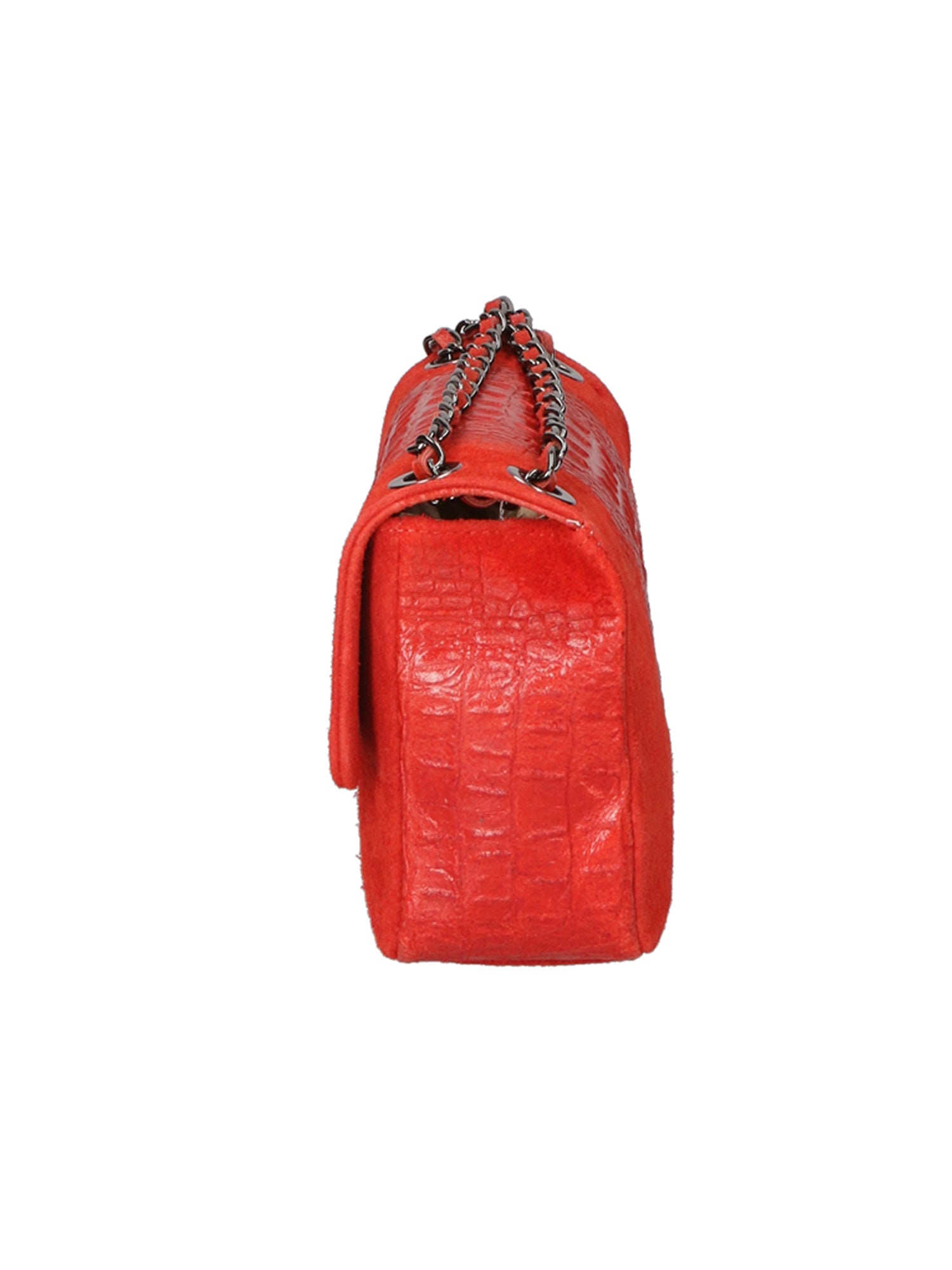 Edvige Borsa a spalla da donna Pelle Croco Stampata 80045-ROSSO RED Chiara Ferretti