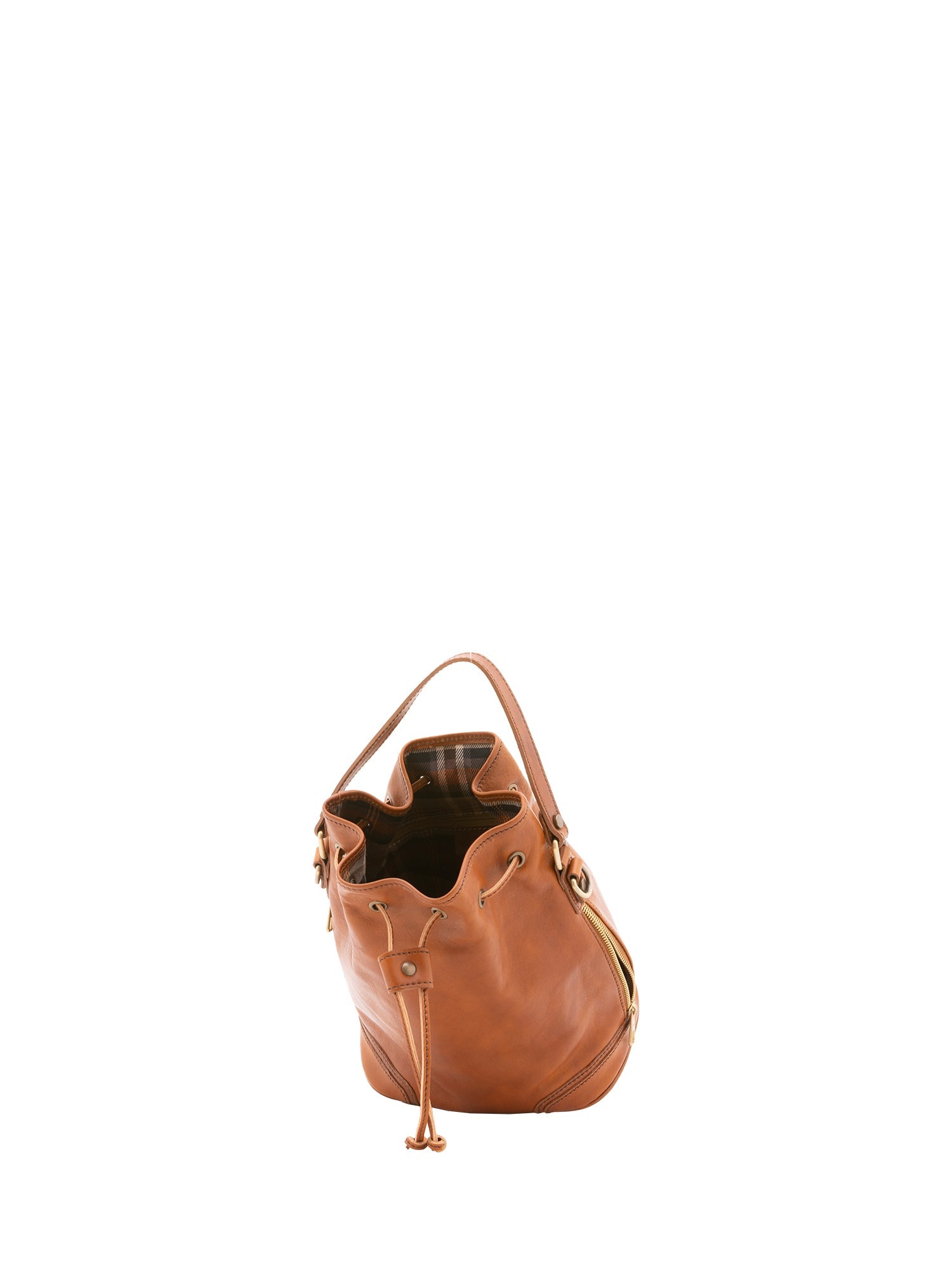 Borsa a secchiello unisex in vera pelle 100% cotone 4535-MIELE Alessia Firenze