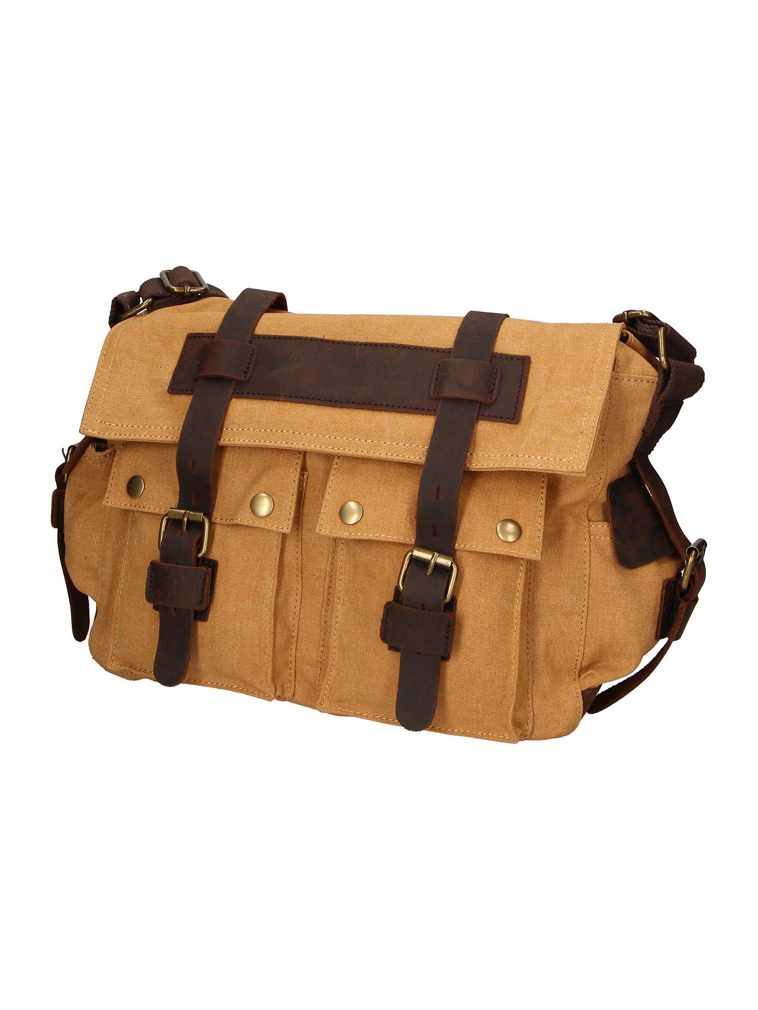 Melania Borsa a spalla unisex Canvas e vera pelle ZG3016-CUOIO COGNAC Chiara Ferretti