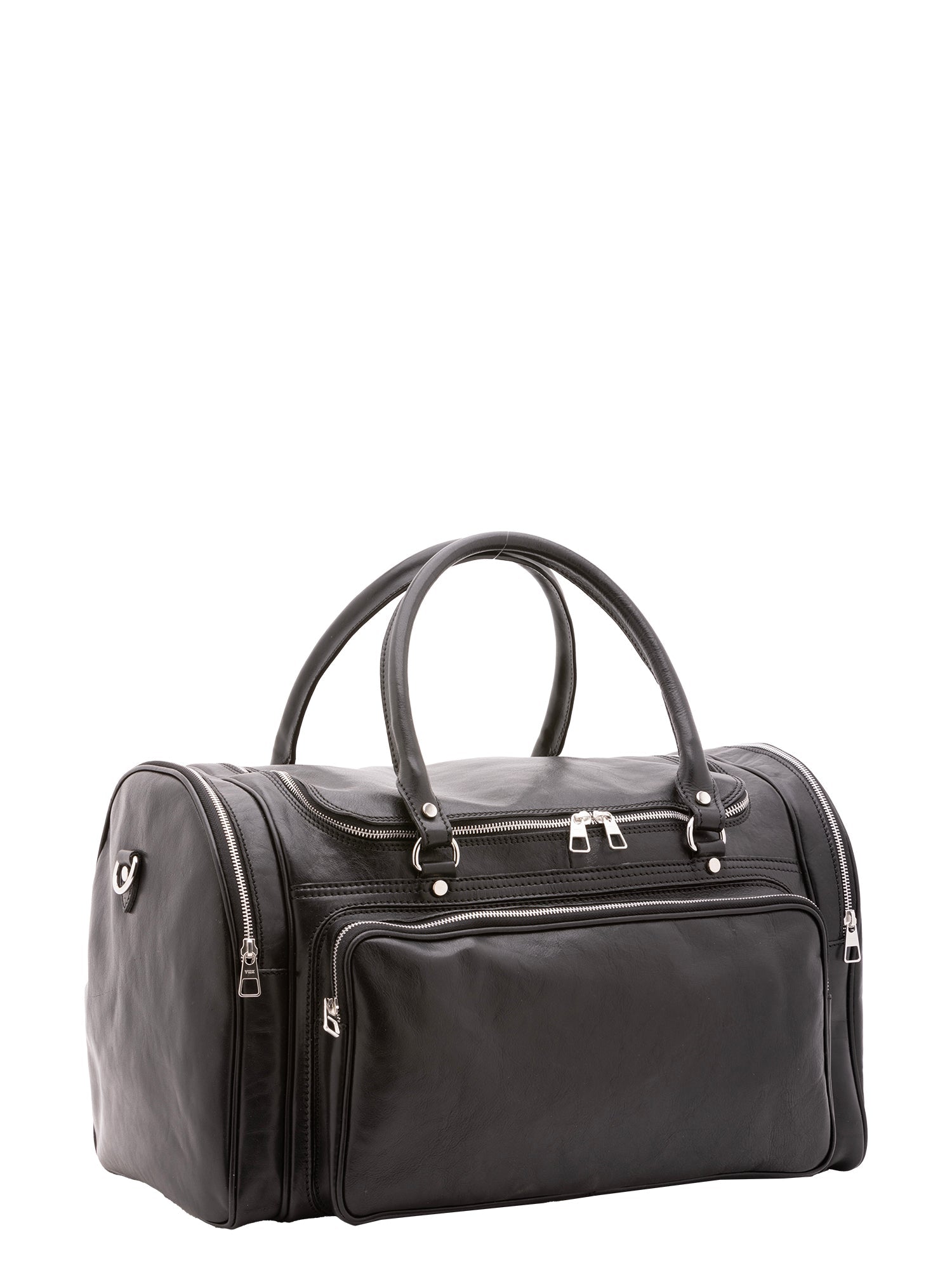 Borsa da viaggio unisex in vera pelle 100% cotone 4045-NERO Alessia Firenze