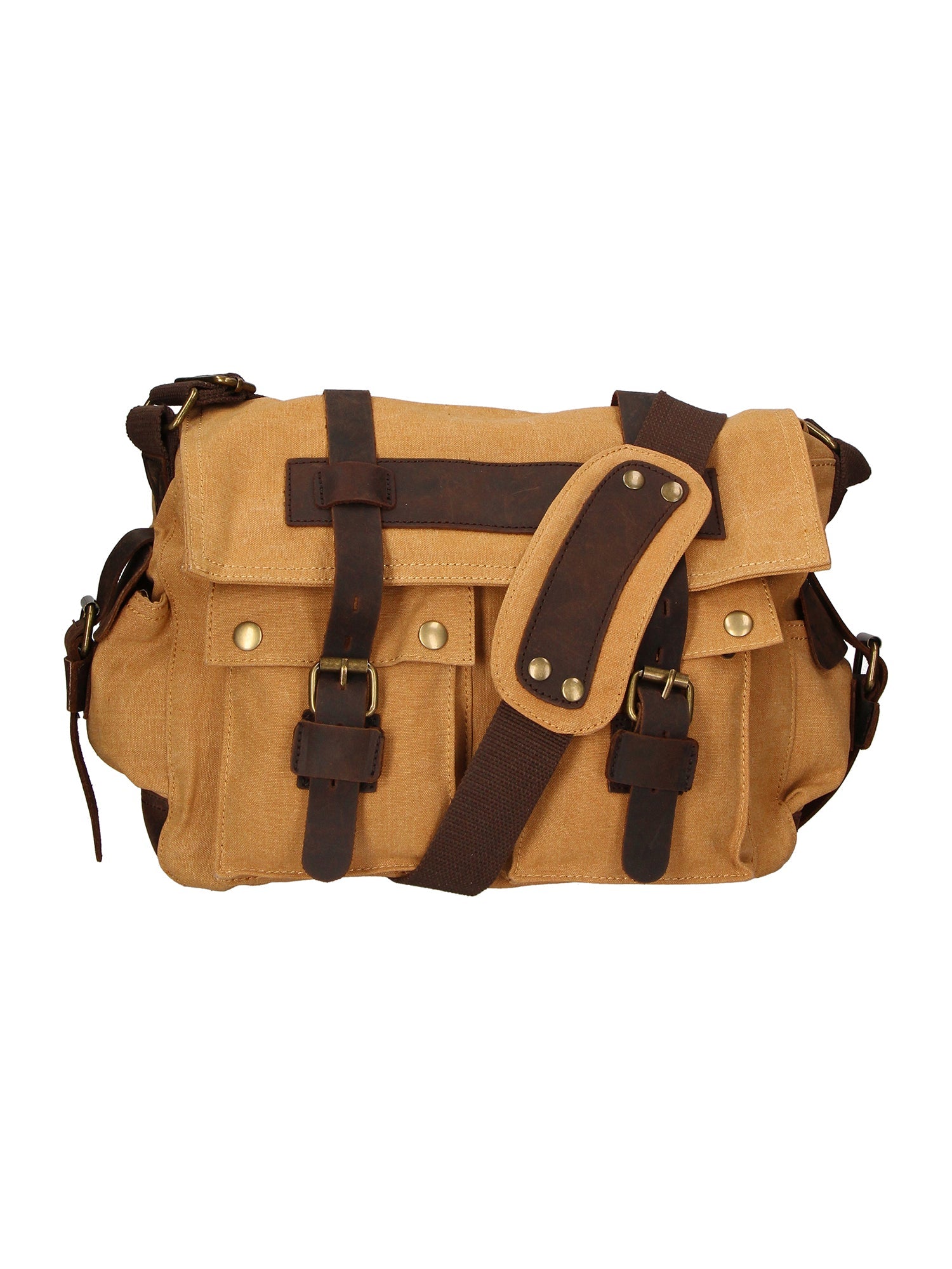 Melania Borsa a spalla unisex Canvas e vera pelle ZG3016-CUOIO COGNAC Chiara Ferretti