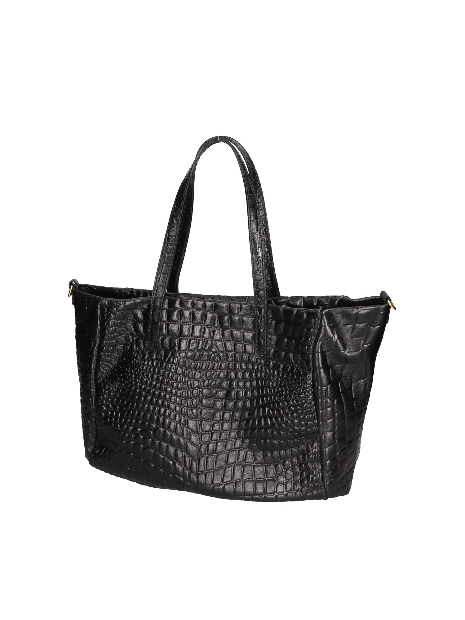 Lorella Borsa a spalla da donna Vera pelle croco 06499-019 NERO Chiara Ferretti