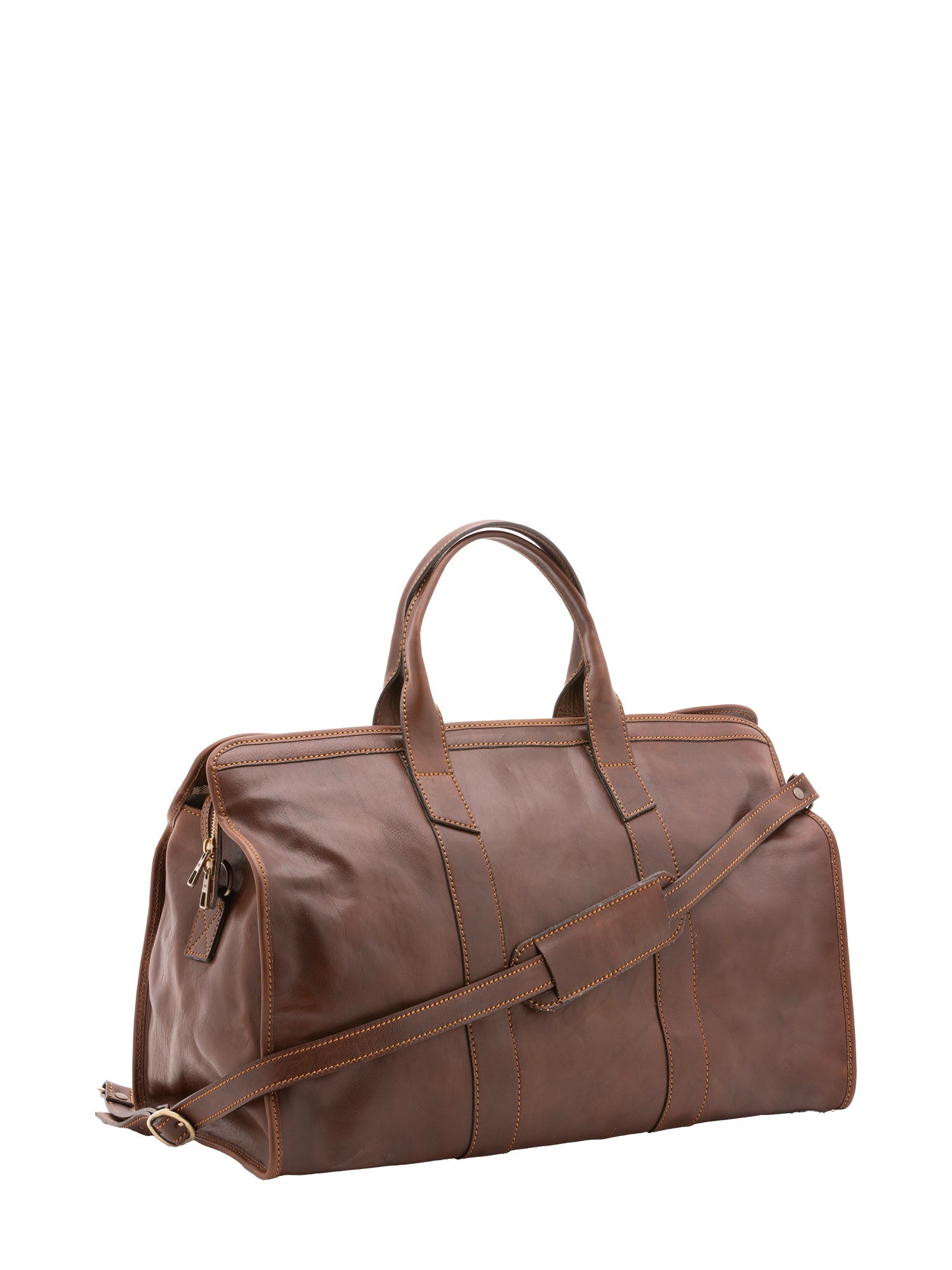 Borsa da viaggio unisex in vera pelle 100% cotone 4091-TESTA DI MORO Alessia Firenze