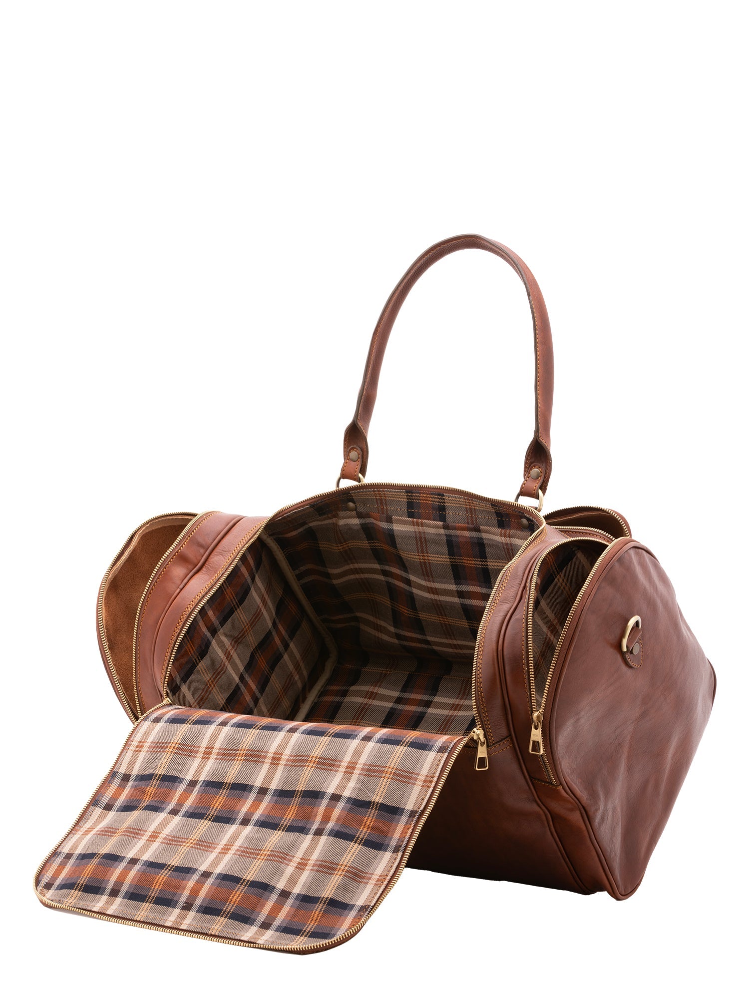 Borsa da viaggio unisex in vera pelle 100% cotone 4045-MARRONE Alessia Firenze