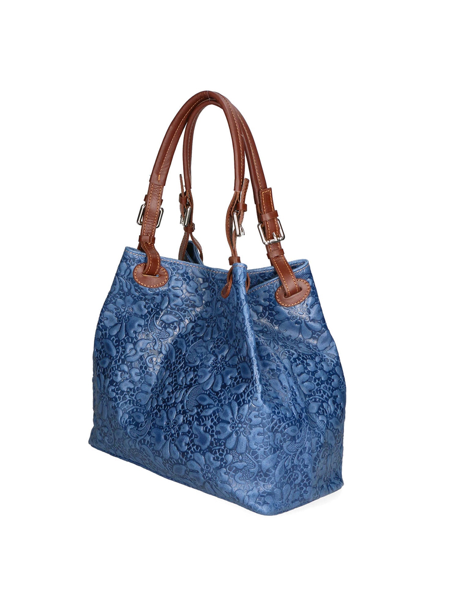 Elenia Borsa a mano da donna Vera pelle 80049-012 BLU JEANS Chiara Ferretti
