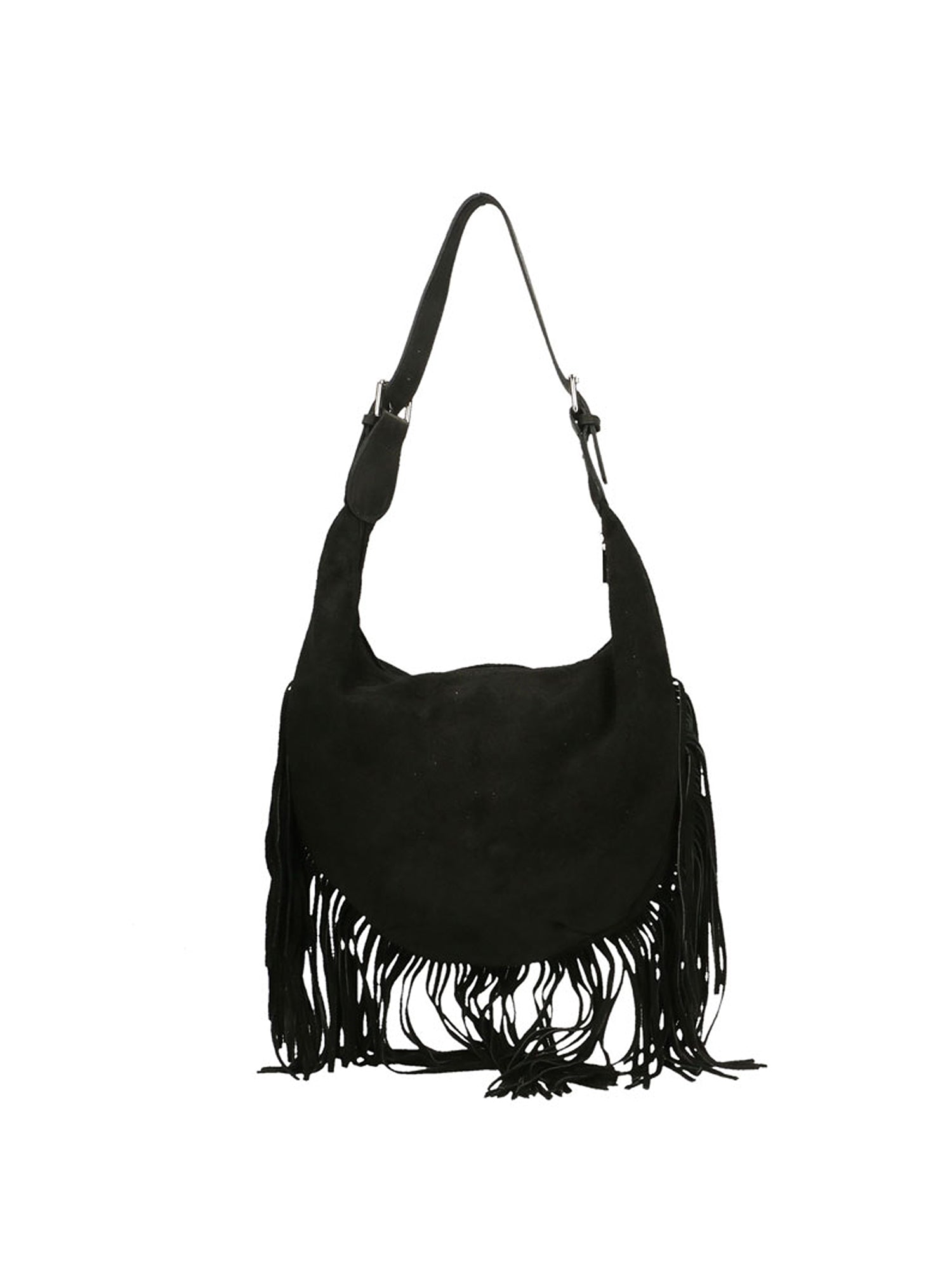 Zefira Borsa a spalla da donna Pelle Scamosciata 8630-NERO BLACK Chiara Ferretti