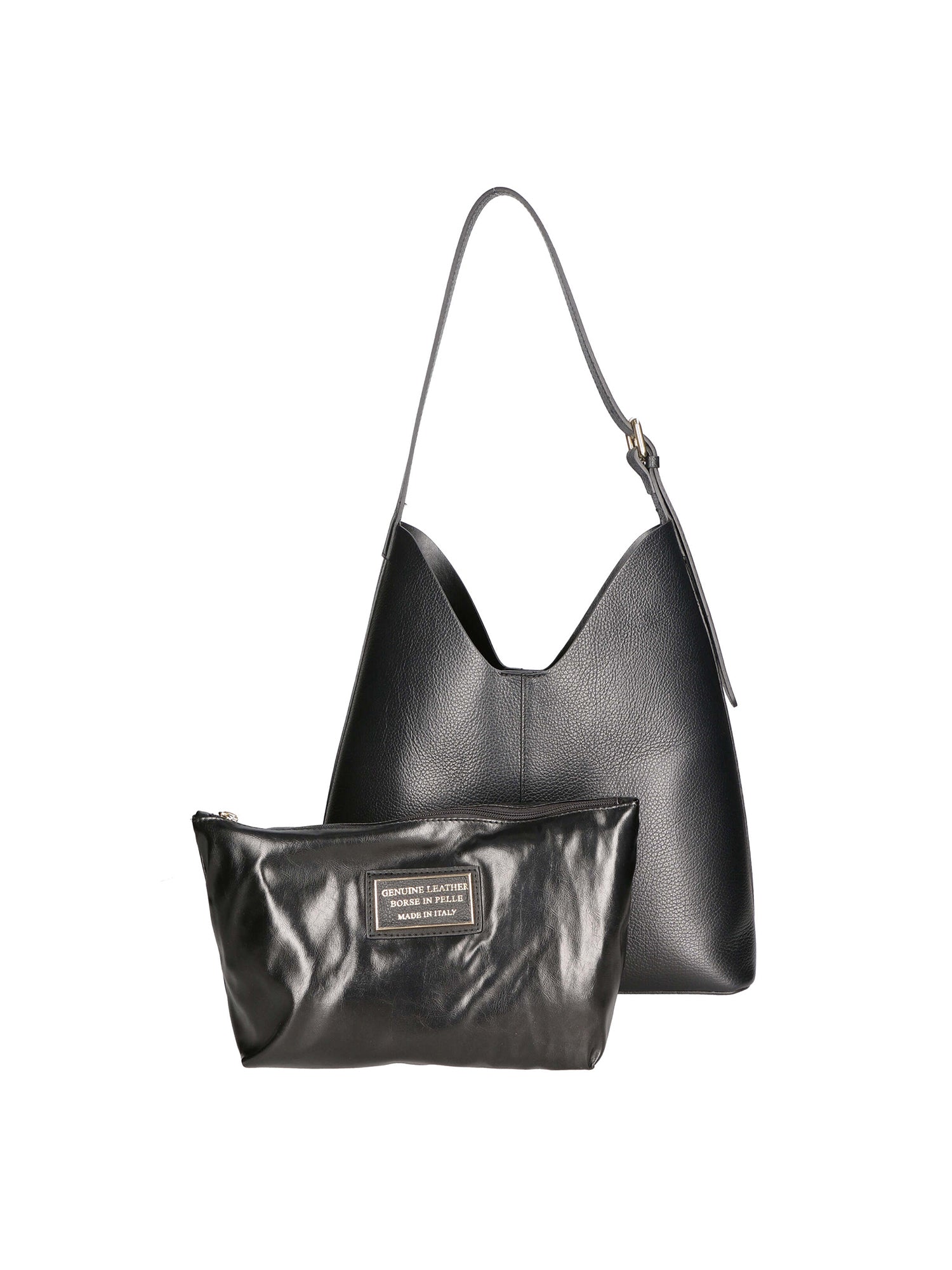 Lucetta Borsa a spalla da donna Vera pelle 04513-D28 NERO BLACK Chiara Ferretti