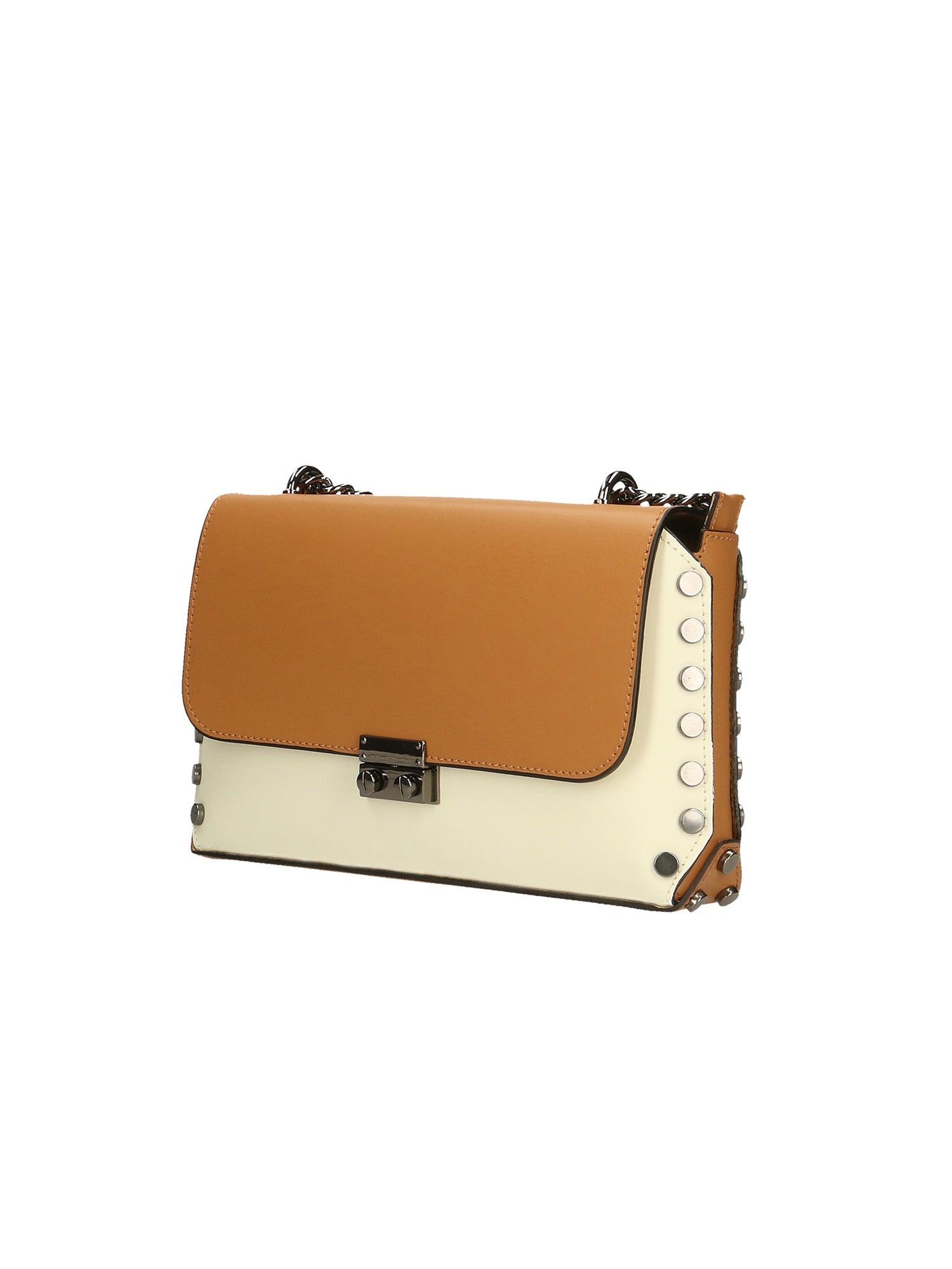 Vera pelle 8641-BEIGE+CUOIO Borsa a tracolla da donna Evanthe Pro Chiara Ferretti