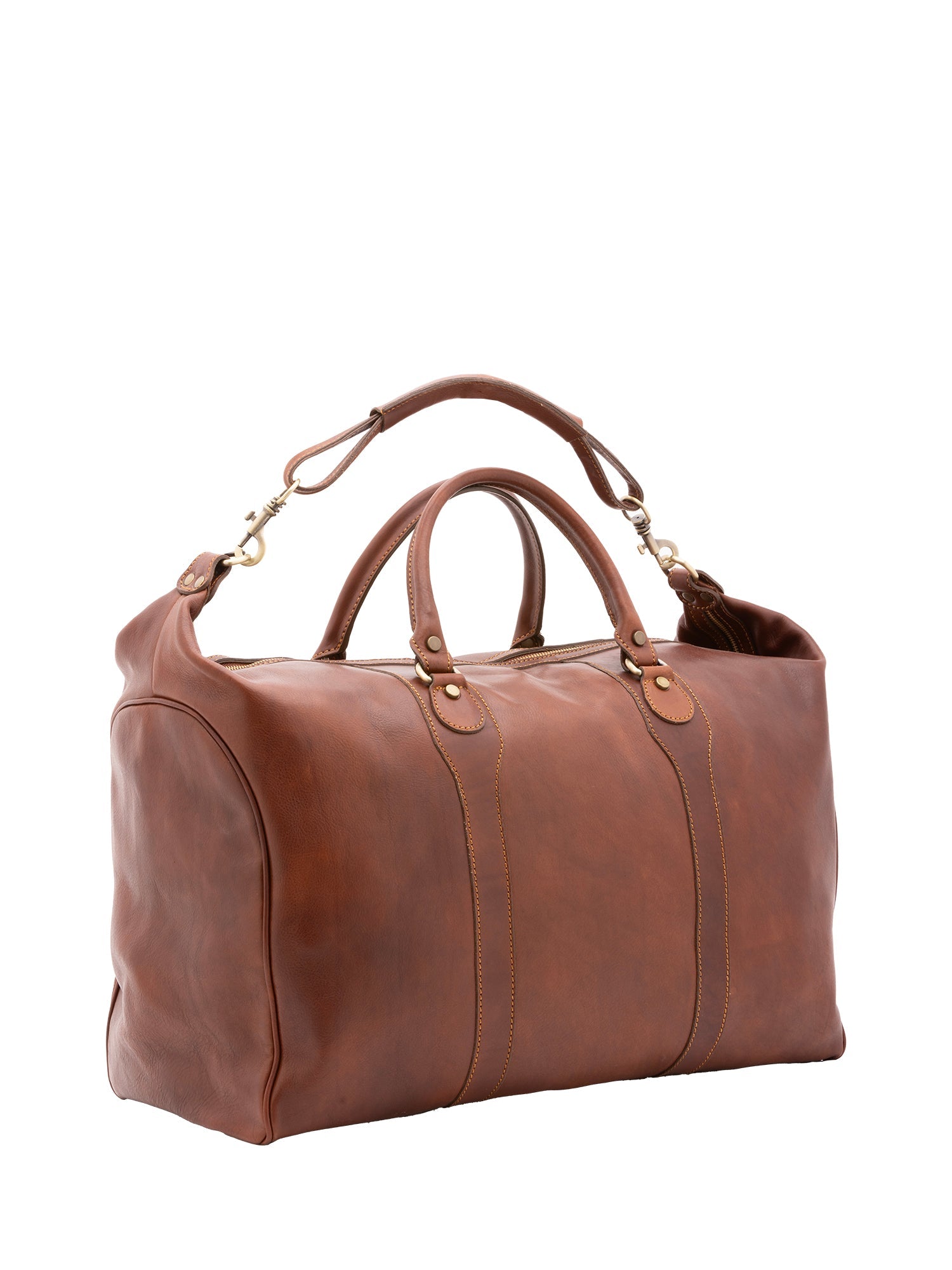 Borsa da viaggio unisex in vera pelle 100% cotone 4046-MARRONE Alessia Firenze