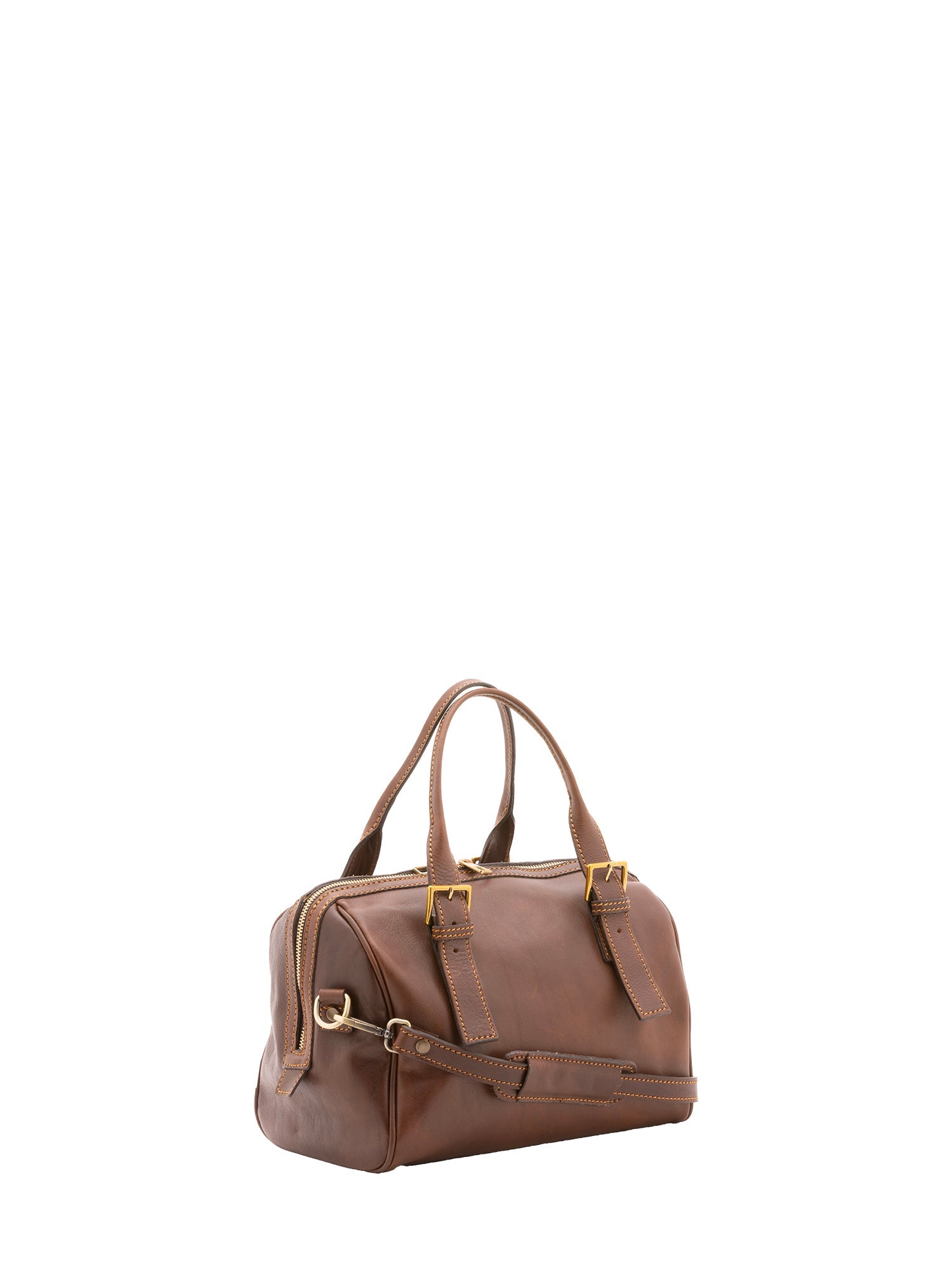 Borsa a bauletto unisex in vera pelle 100% cotone 4528-TESTA DI MORO Alessia Firenze