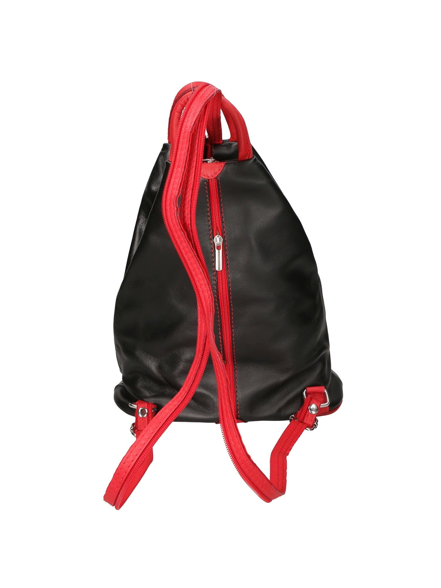 Erika Zaino da donna in vera pelle Casual 80072-NERO-ROSSO Chiara Ferretti