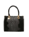 Edna Borsa a bauletto da donna Pelle e camoscio stampato croco 80044-019 NERO Chiara Ferretti