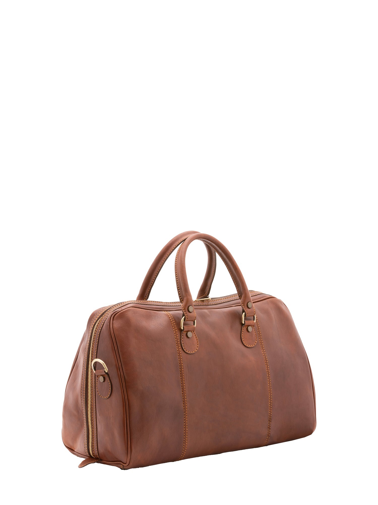 Borsa da viaggio unisex in vera pelle 100% cotone 4040-MARRONE Alessia Firenze