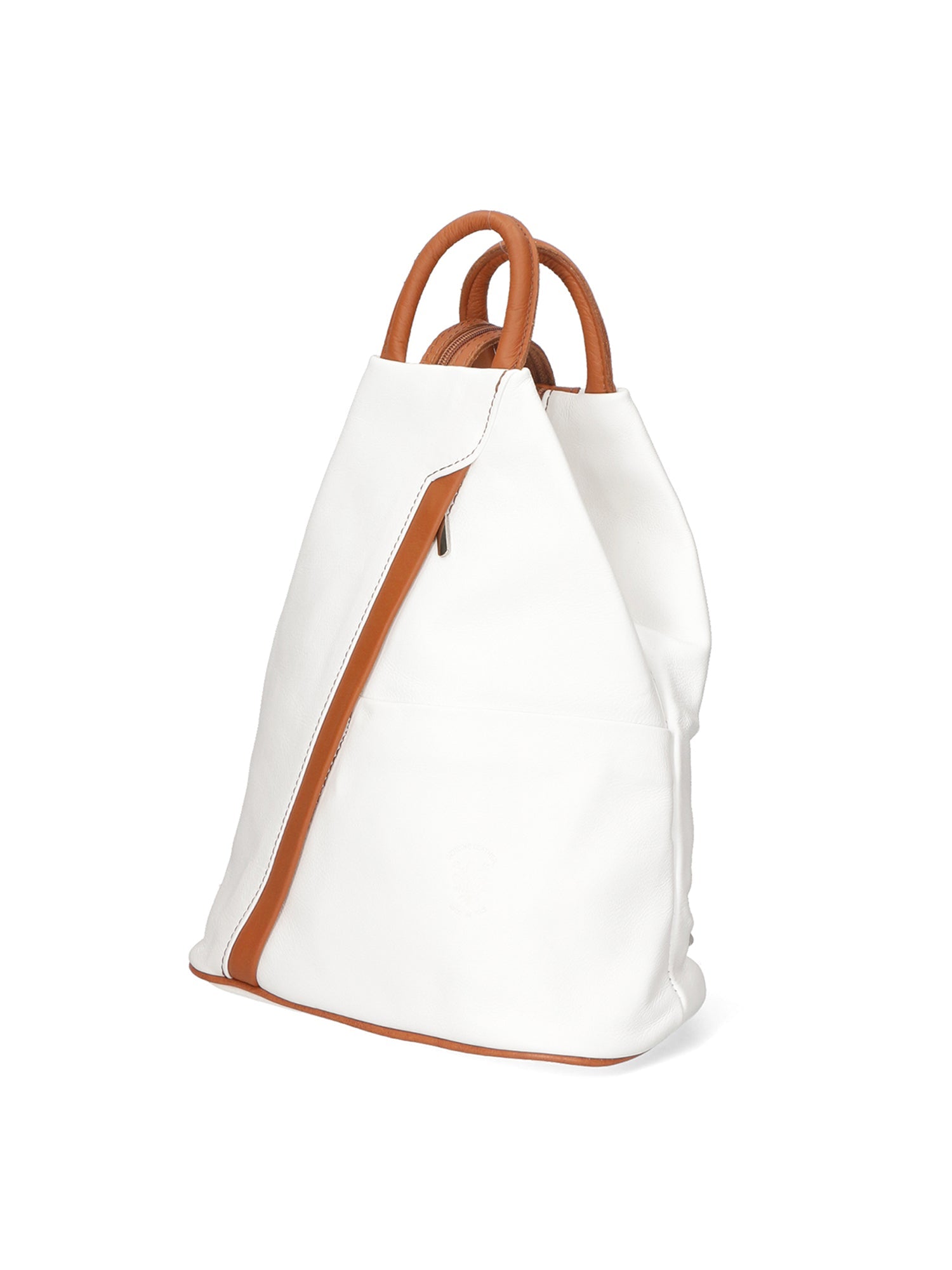 Erika Zaino da donna in vera pelle Casual 80072-BIANCO-CUOIO Chiara Ferretti