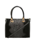 Edna Borsa a bauletto da donna Pelle e camoscio stampato croco 80044-019 NERO Chiara Ferretti