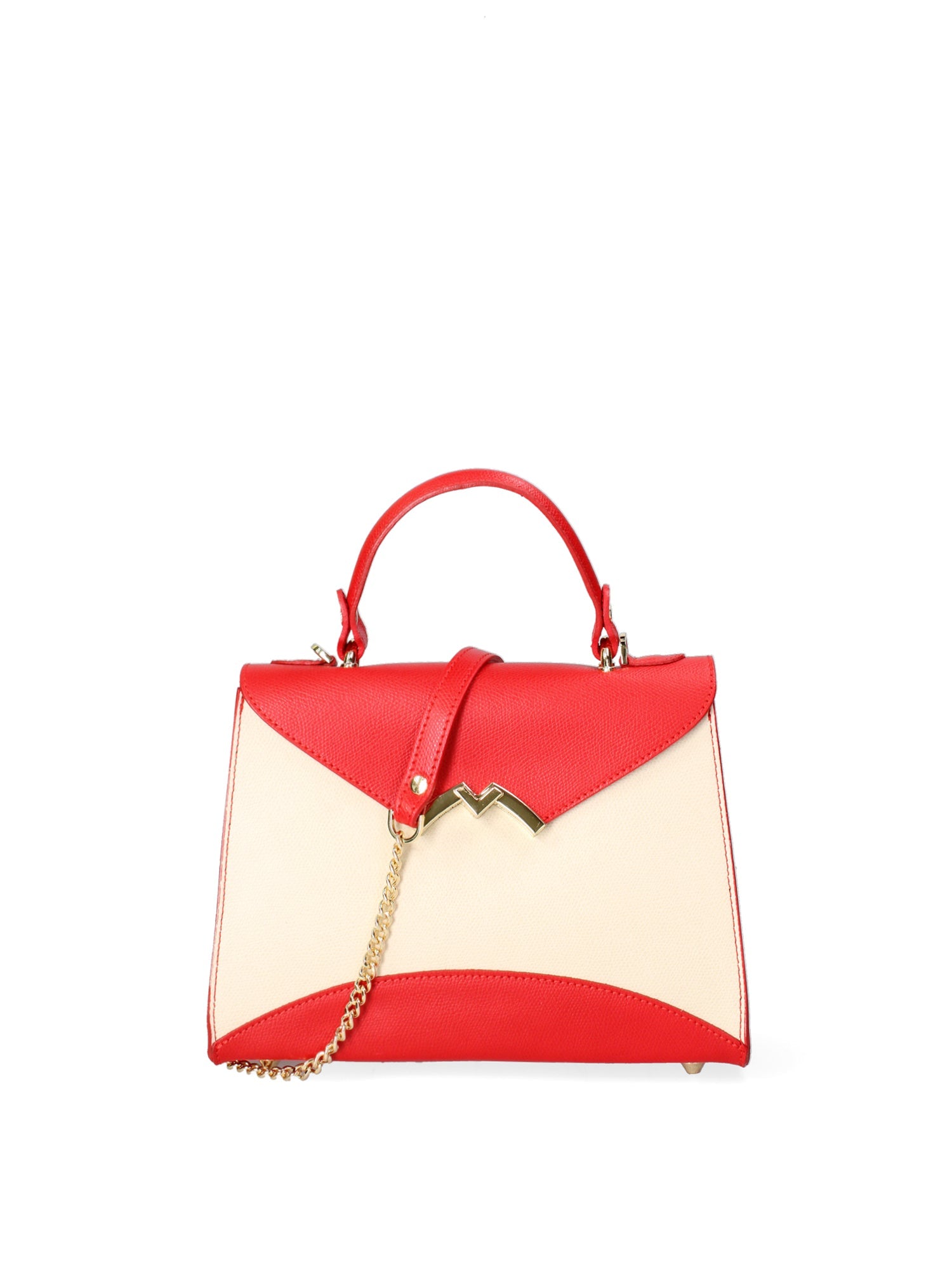 Auriga Chic Borsa a mano da donna Vera pelle 8924-BEIGE+ROSSO Chiara Ferretti