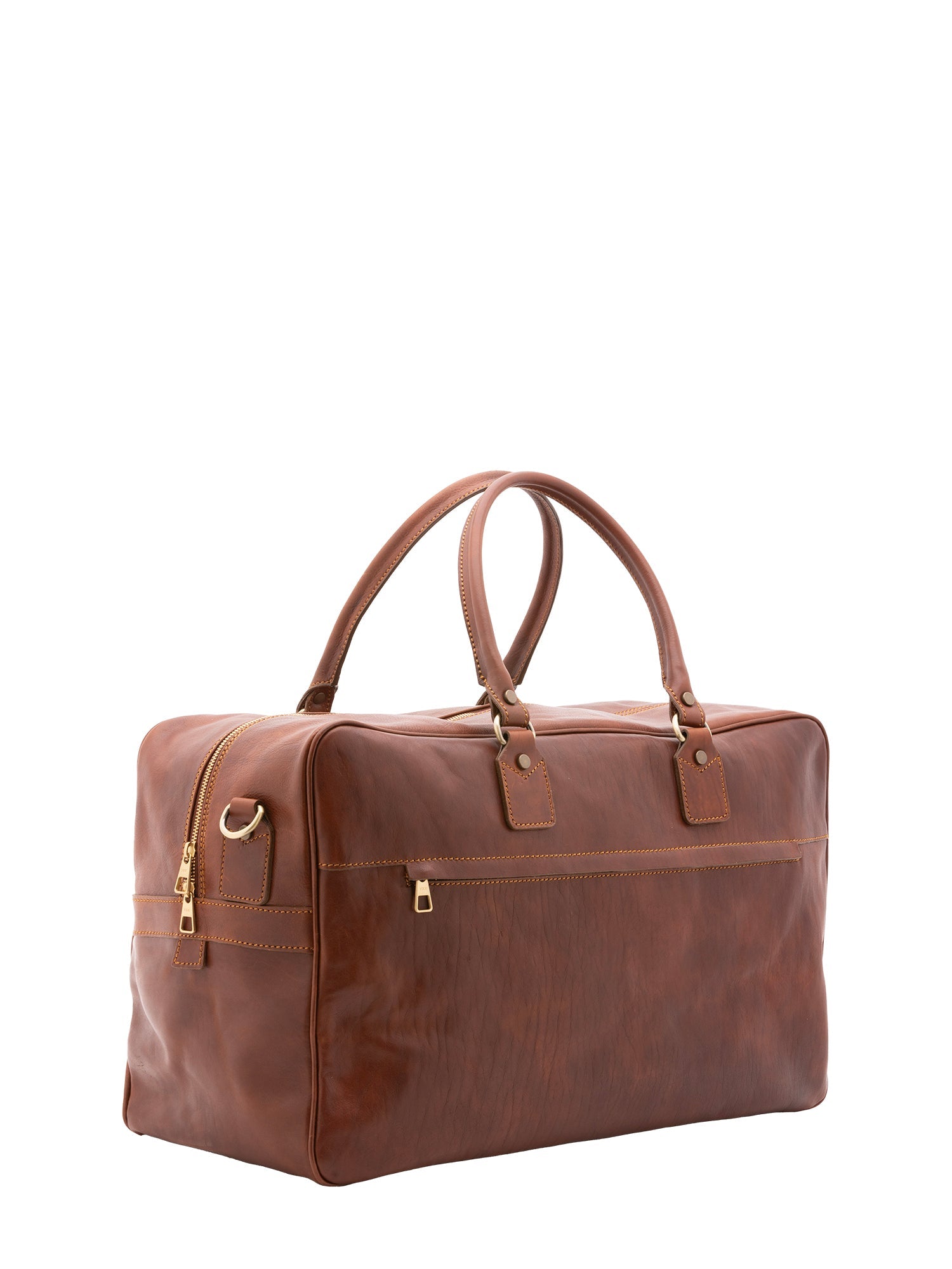 Borsa da viaggio unisex vera pelle 100% cotone 4562-MARRONE Alessia Firenze