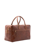 Borsa da viaggio unisex vera pelle 100% cotone 4562-MARRONE Alessia Firenze