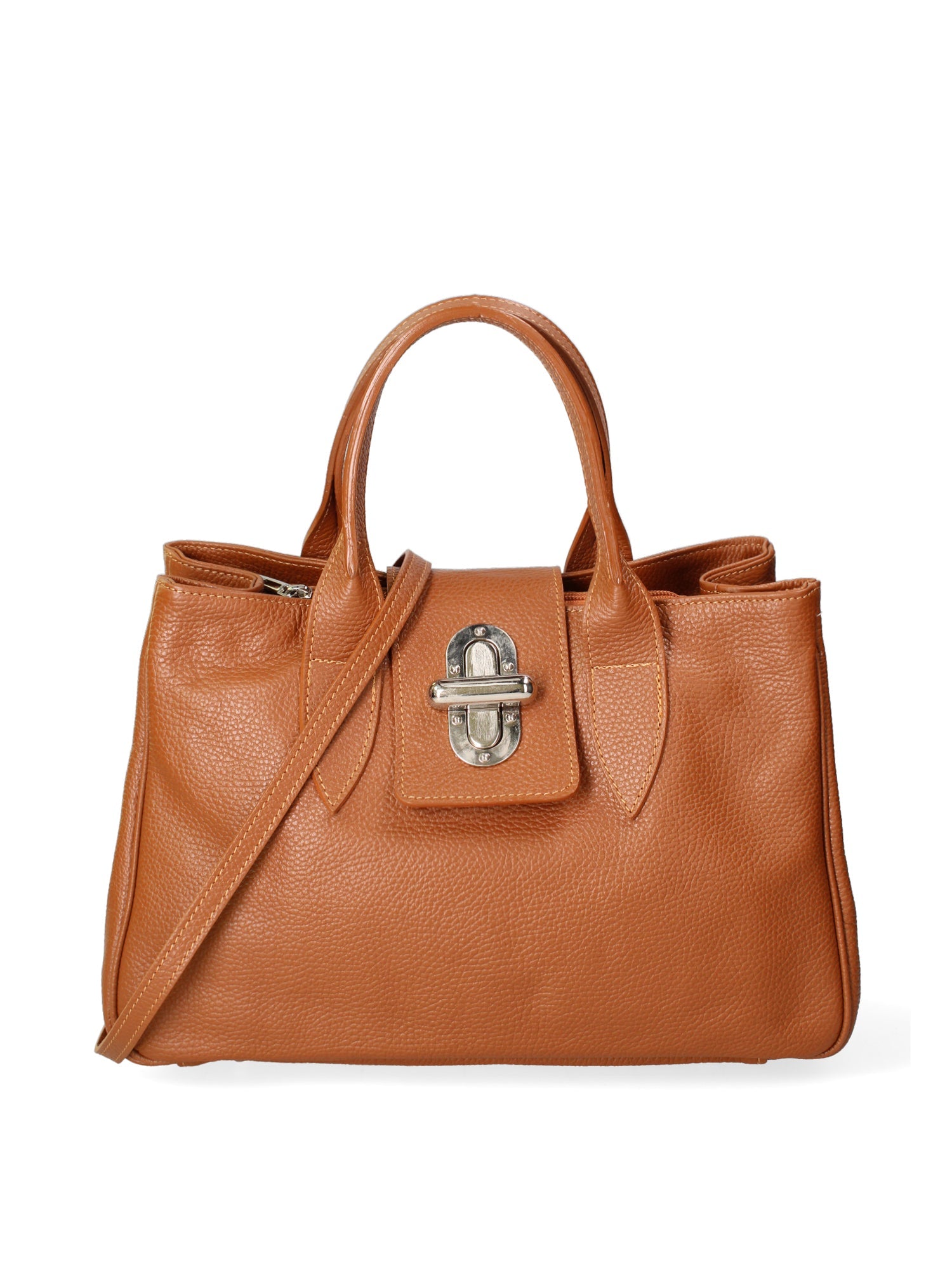 Ascoli Borsa a mano da donna Pelle stampata cocco 7718-D17 CUOIO SCURO Chiara Ferretti