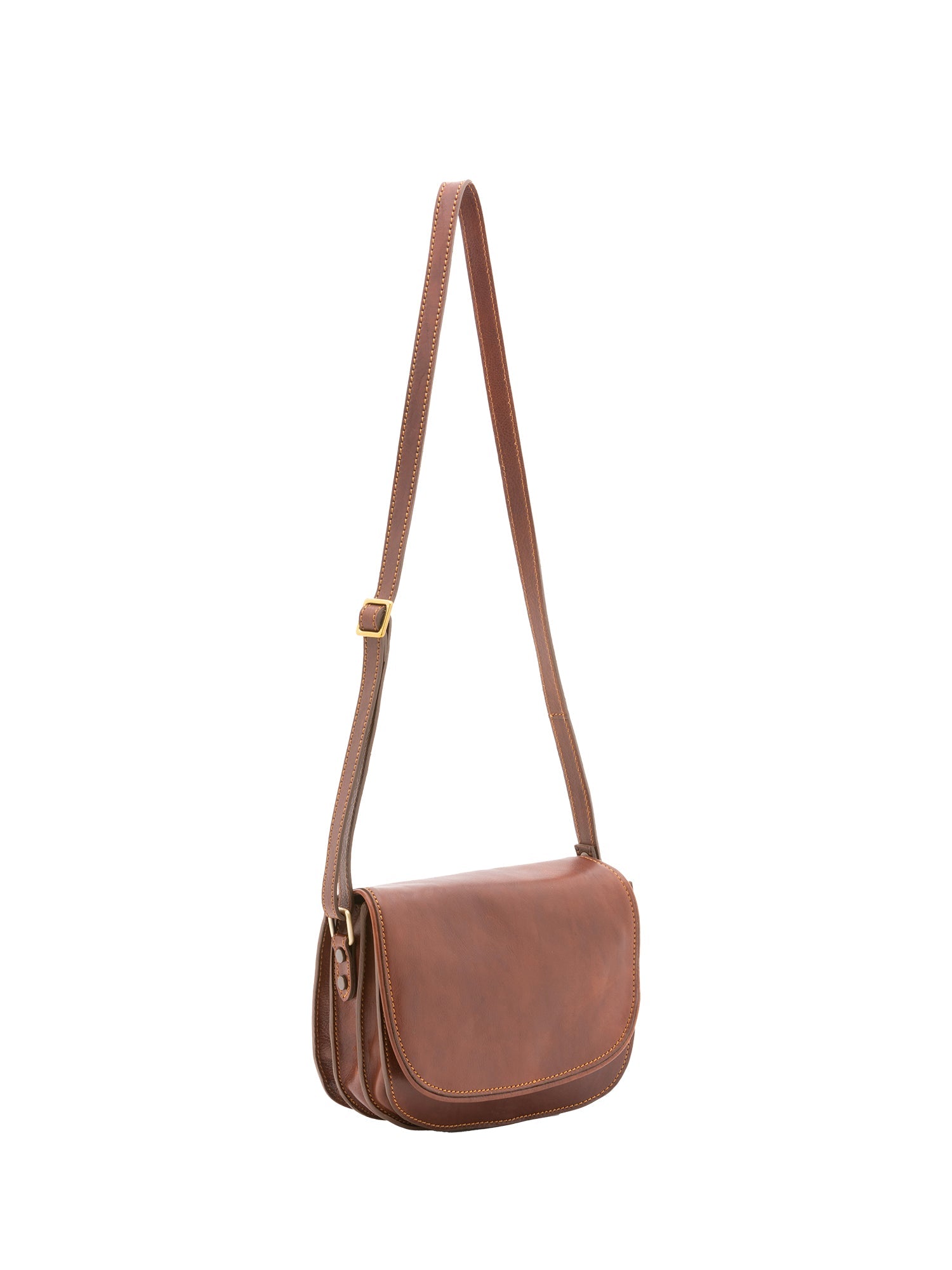 Borsa a tracolla da donna 100% vera pelle 4582-MARRONE Alessia Firenze