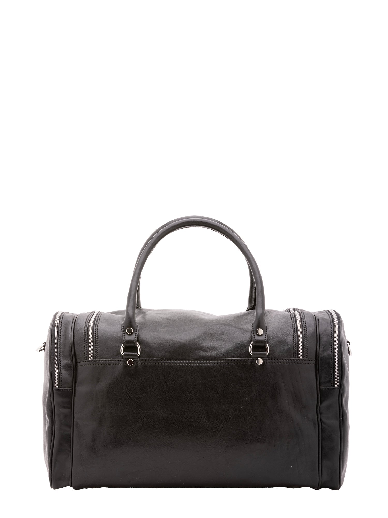 Borsa da viaggio unisex in vera pelle 100% cotone 4045-NERO Alessia Firenze
