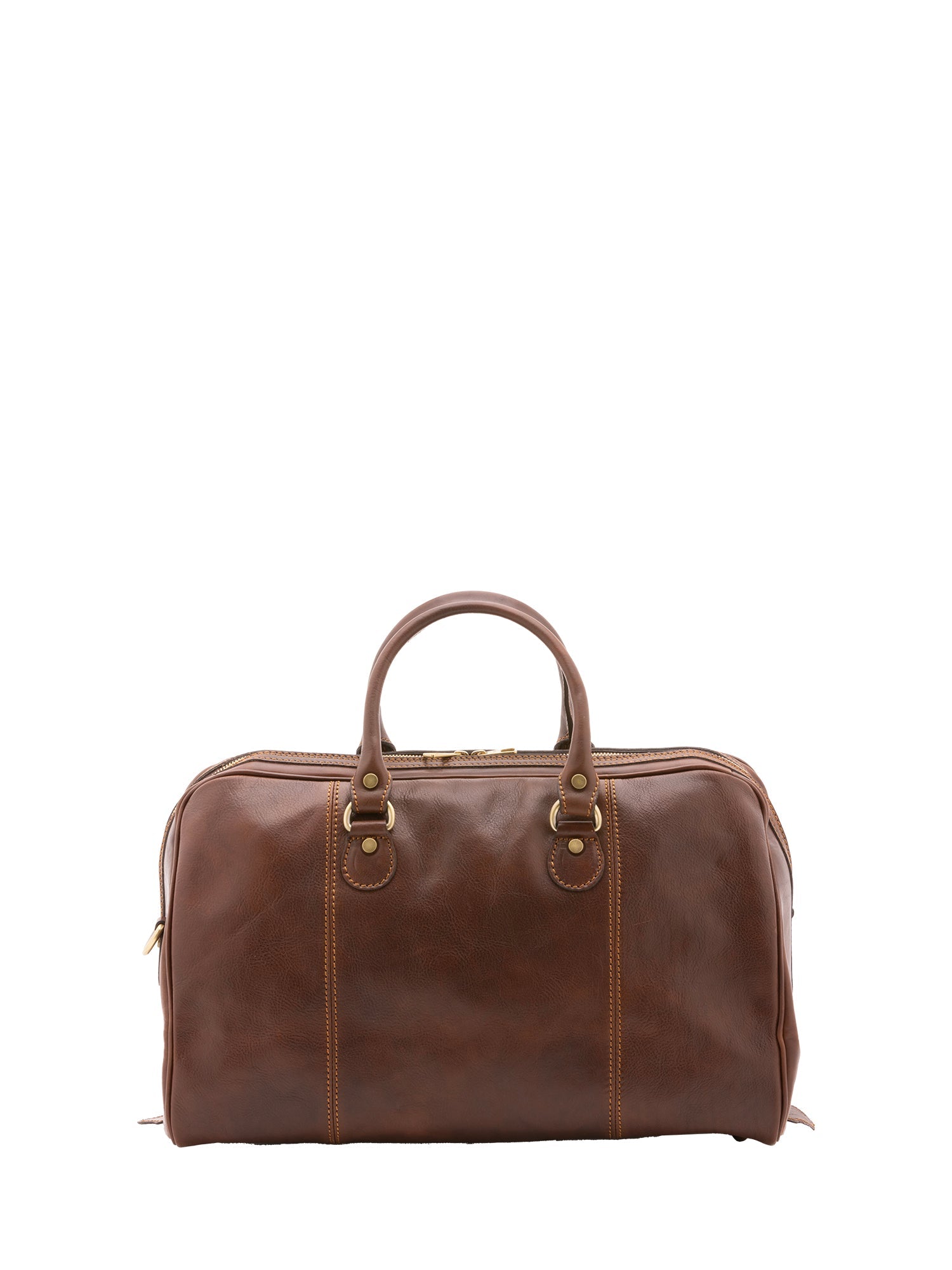 Borsa da viaggio unisex in vera pelle 100% cotone 4040-TESTA DI MORO Alessia Firenze