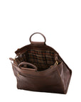 Borsa da viaggio unisex in vera pelle 100% cotone 4563-TESTA DI MORO Alessia Firenze