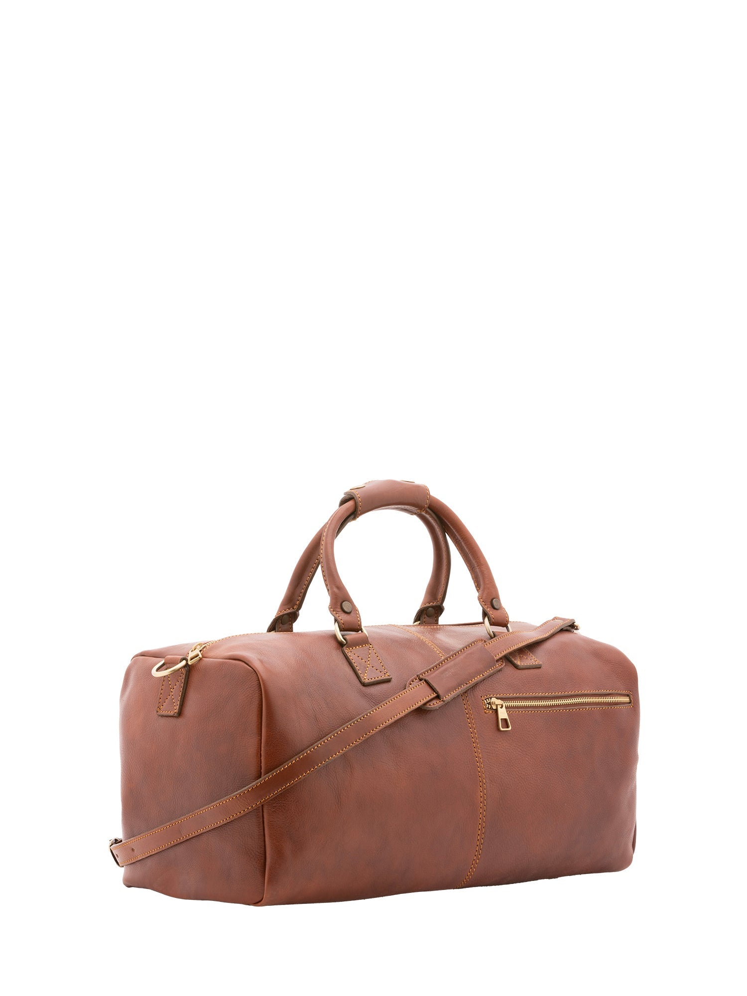 Borsa da viaggio unisex in vera pelle 100% cotone 4311-MARRONE Alessia Firenze
