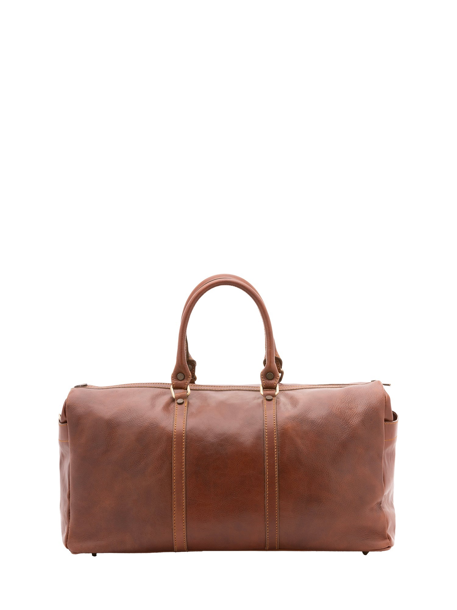 Borsa da viaggio unisex vera pelle 100% cotone 4546-MARRONE Alessia Firenze