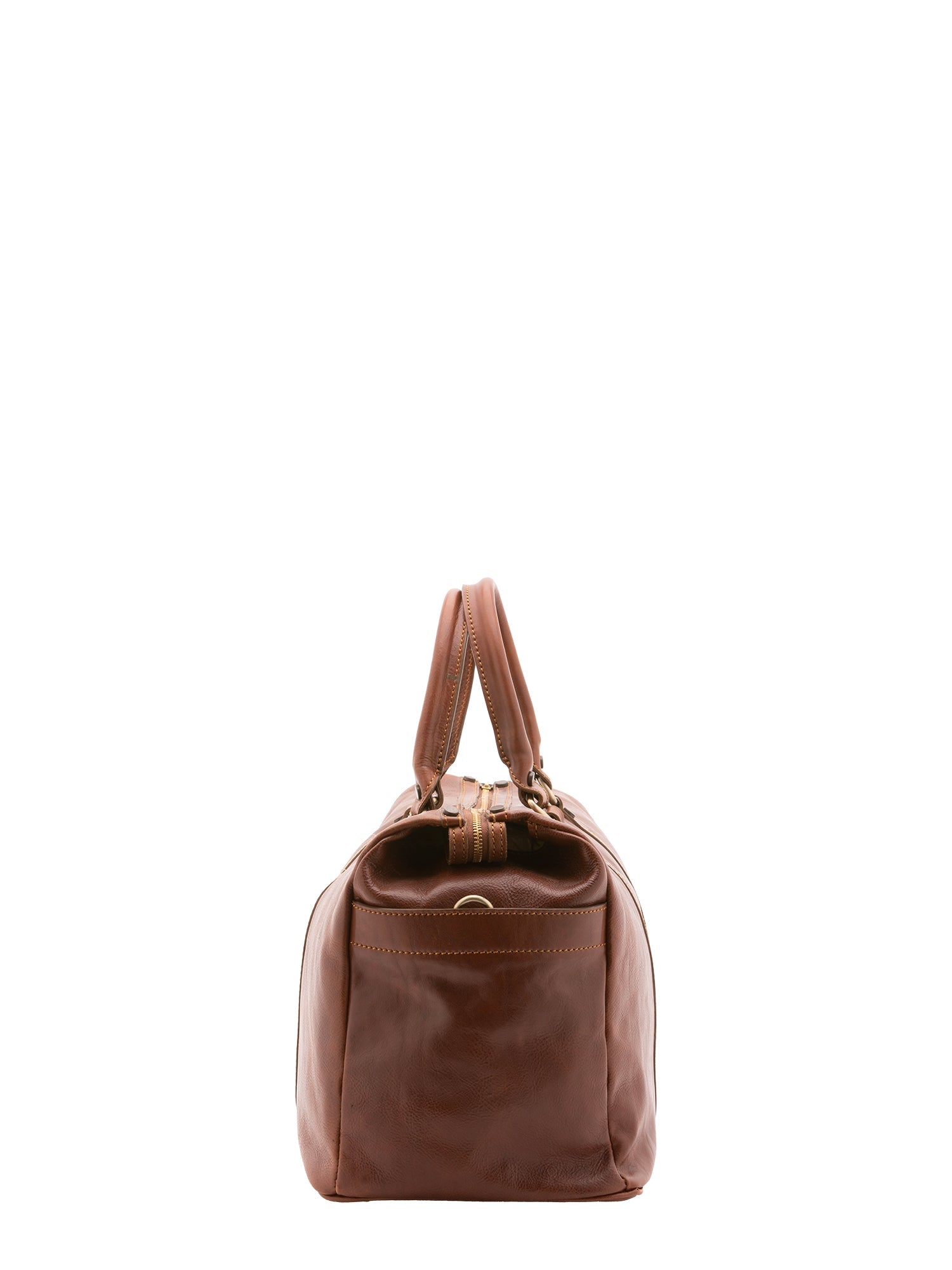 Borsa da viaggio unisex vera pelle 100% cotone 4546-MARRONE Alessia Firenze
