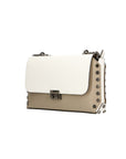 Vera pelle 8641-FANGO+BIANCO Borsa a tracolla da donna Evanthe Pro Chiara Ferretti