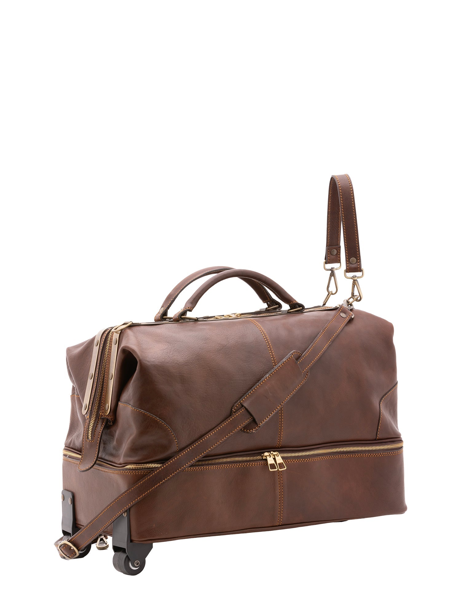Borsa da viaggio unisex in vera pelle Made in Italy 4084-TESTA DI MORO Alessia Firenze