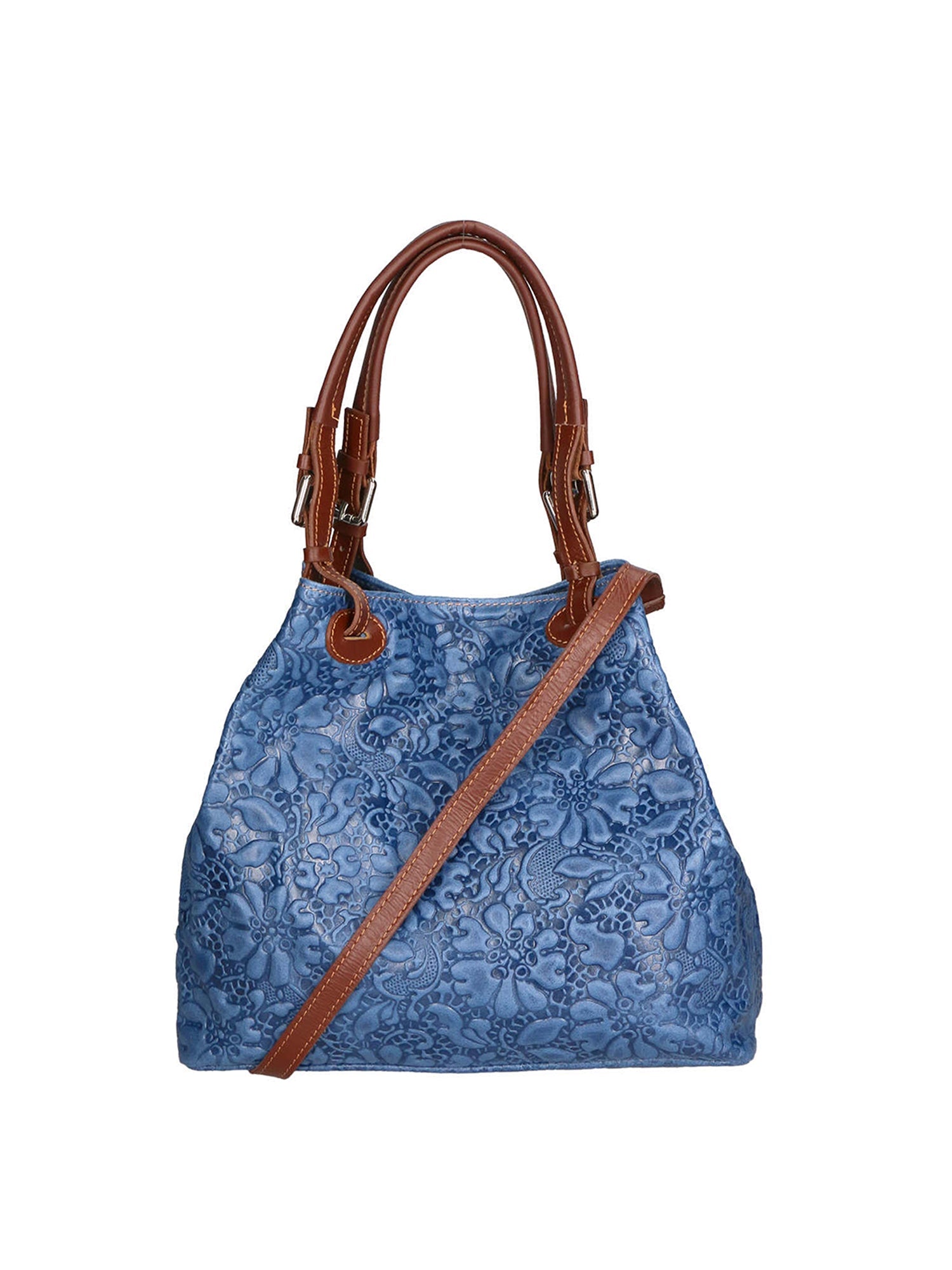 Elenia Borsa a mano da donna Vera pelle 80049-012 BLU JEANS Chiara Ferretti