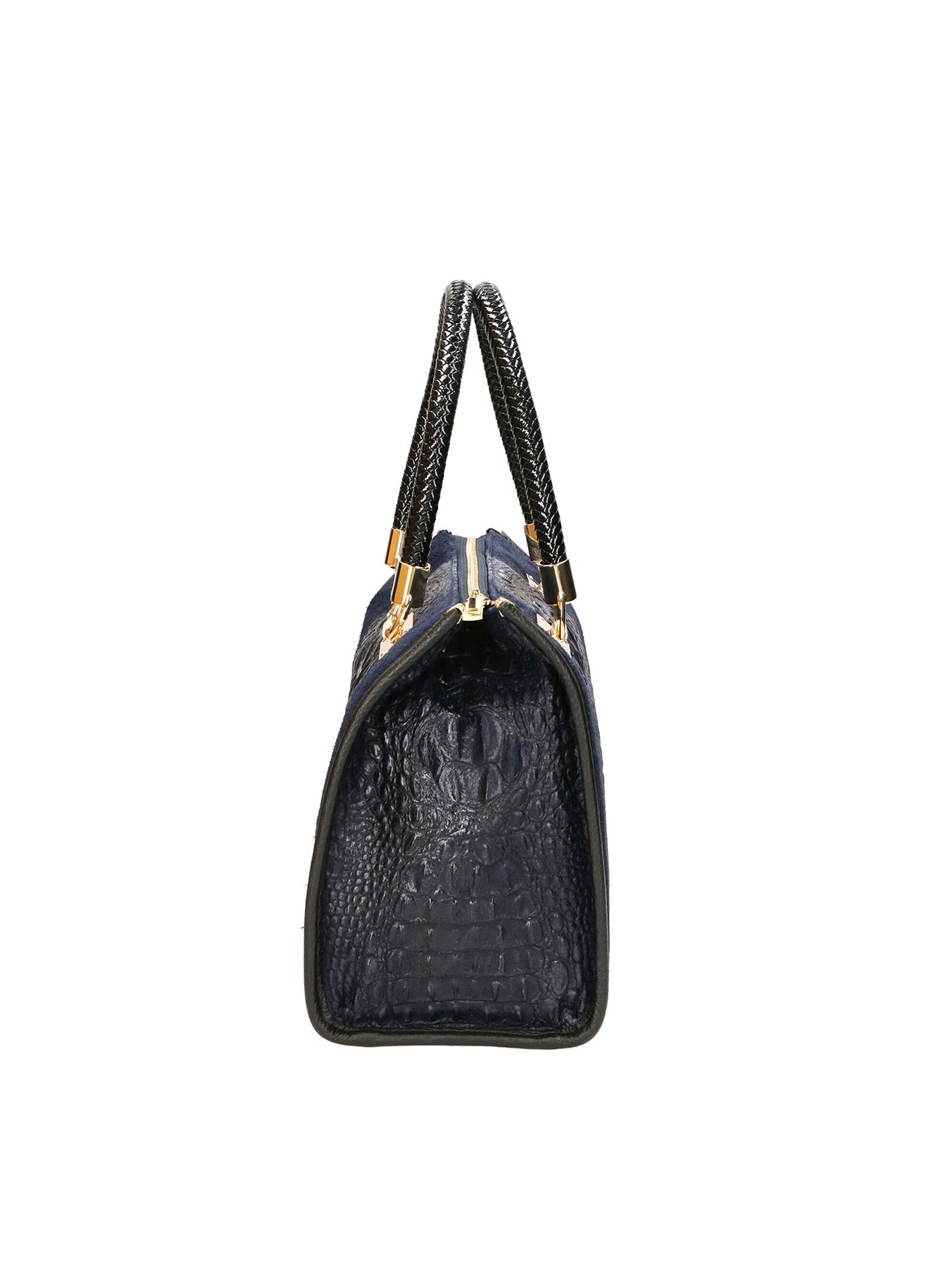 Edna Borsa a bauletto da donna Pelle e camoscio stampato croco 80044-012 BLU JEANS Chiara Ferretti