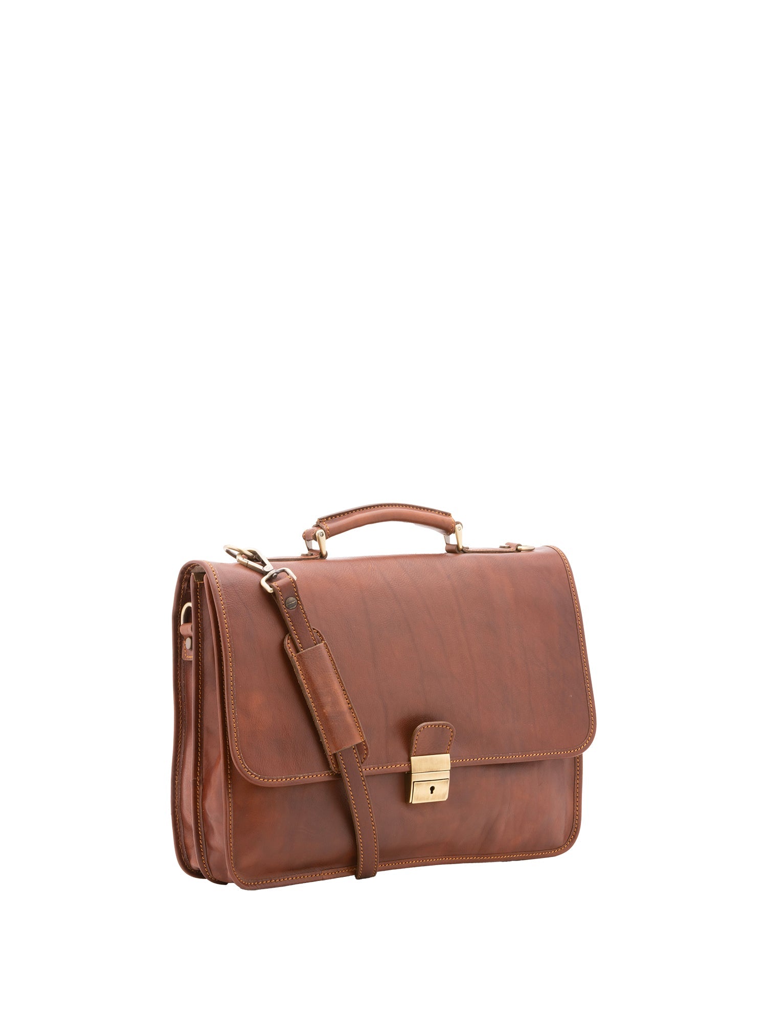 Borsa a mano unisex in vera pelle Made in Italy 4017-MARRONE Alessia Firenze
