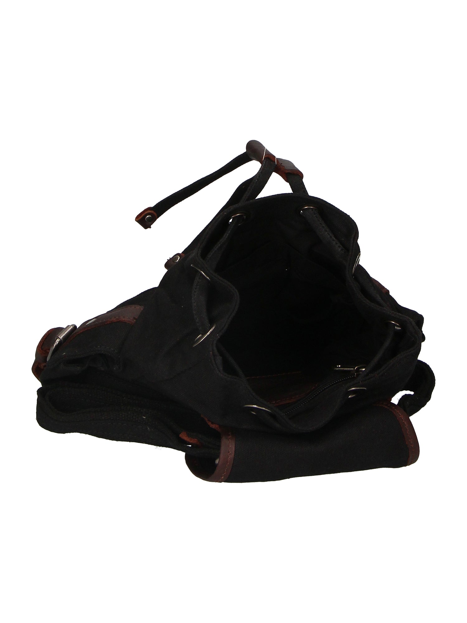 Micaela ZG3006-NERO BLACK Zaino unisex in canvas e vera pelle Chiara Ferretti