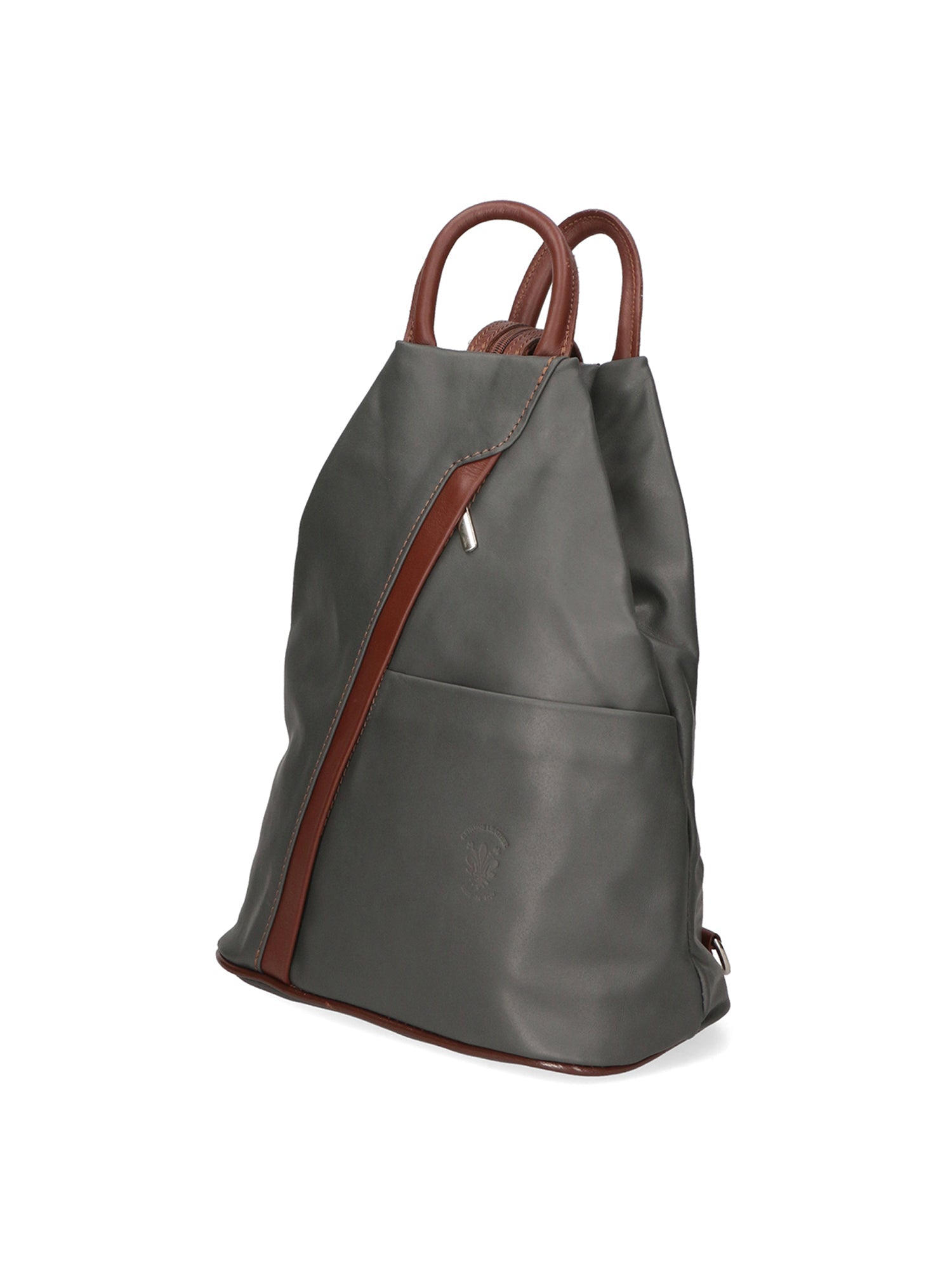 Erika Zaino da donna in vera pelle Casual 80072-GRIGIO-MARRONE Chiara Ferretti